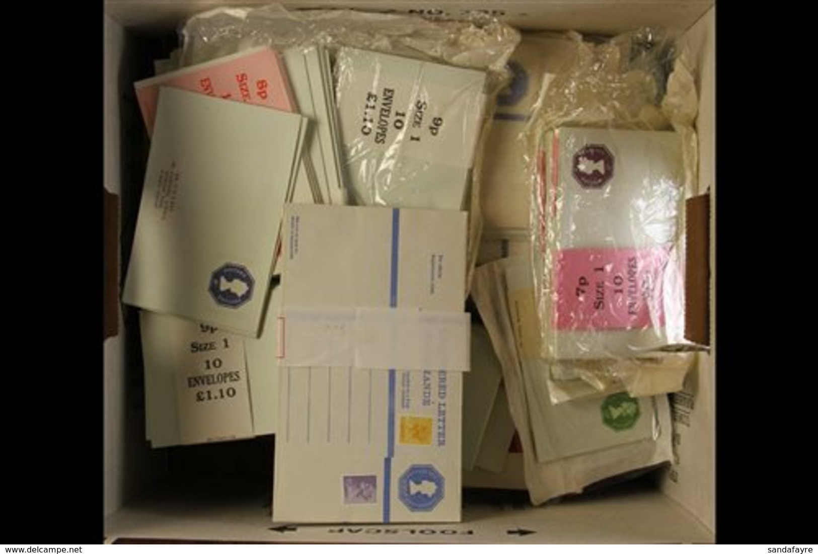 1970s-80's POSTAL STATIONERY ACCUMULATION. A Small Box Filled With Unused Aerogramme & Postal Stationery Pre-paid Envelo - Sonstige & Ohne Zuordnung