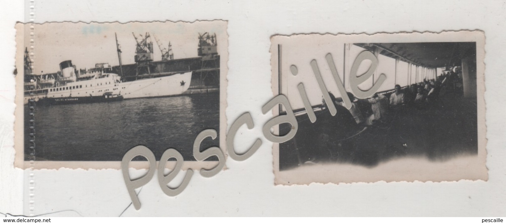 LOT DE 2 PHOTOGRAPHIES ORIGINALES NOTEES ILE DE BEAUTE AOUT 1937 - PAQUEBOT - 6.7 X 4.2 Cm - Bateaux