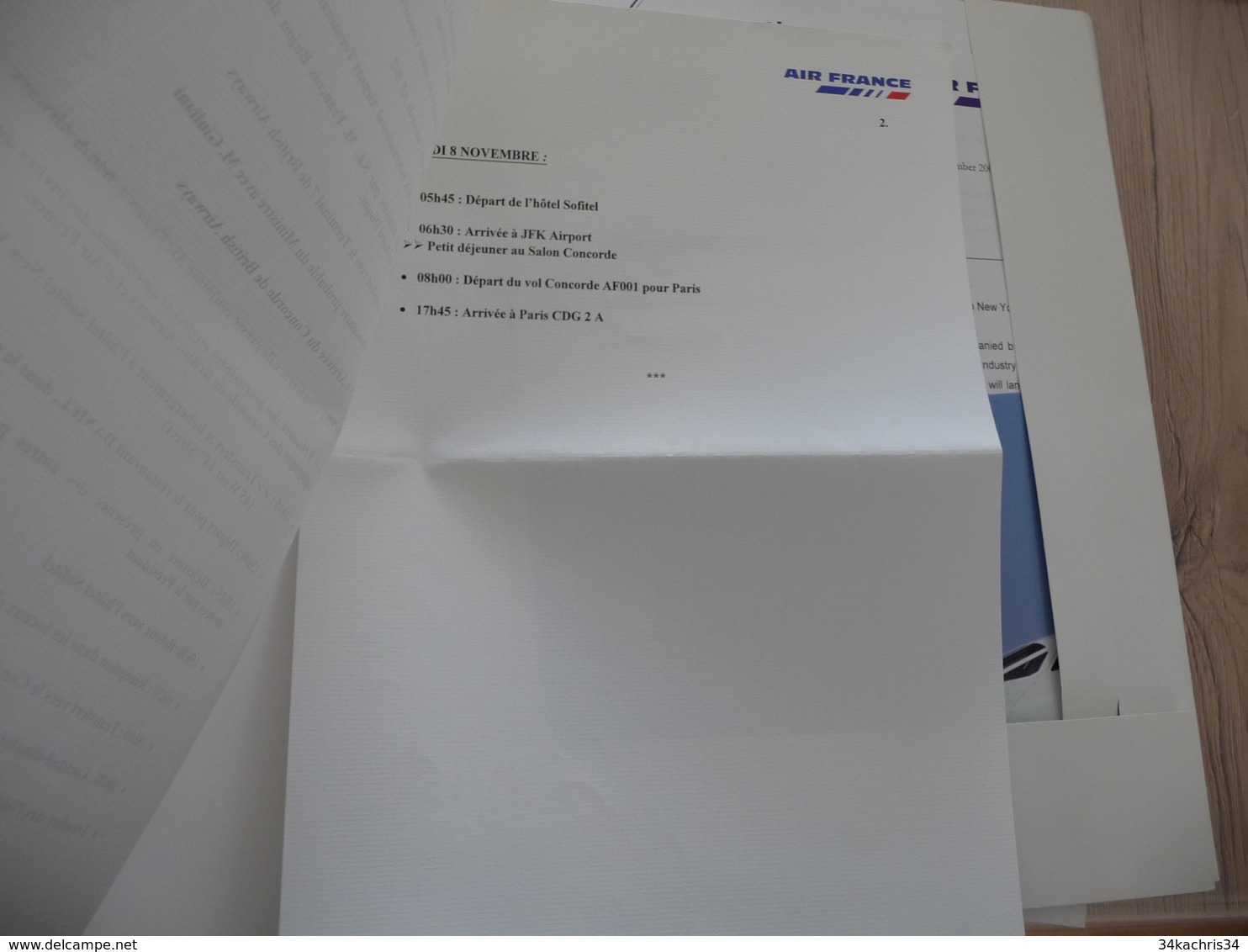 Concorde archive environs 30 documents 2001 billet pin's menus dossiers com Air France British Airways Vol 2001 AF002