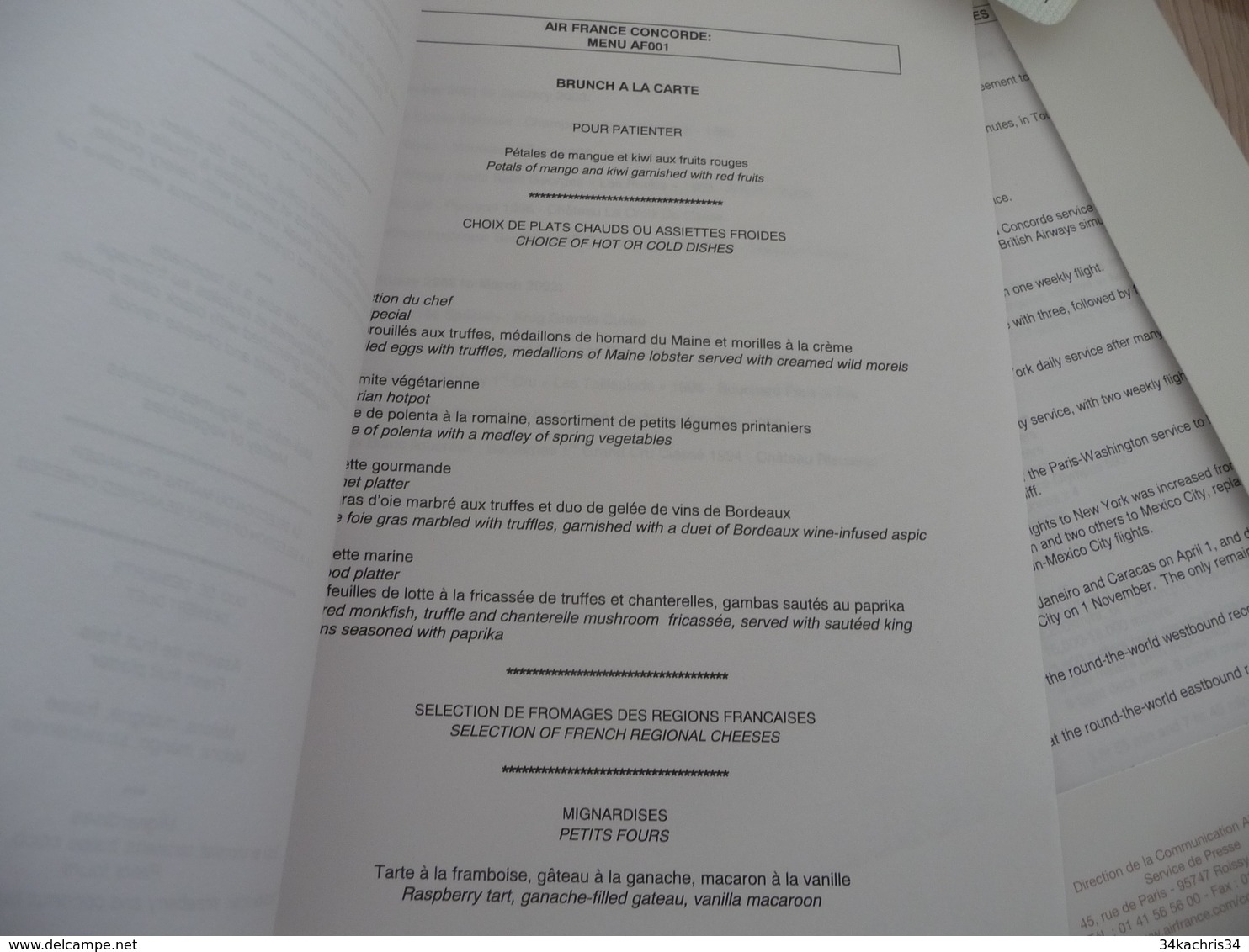 Concorde archive environs 30 documents 2001 billet pin's menus dossiers com Air France British Airways Vol 2001 AF002