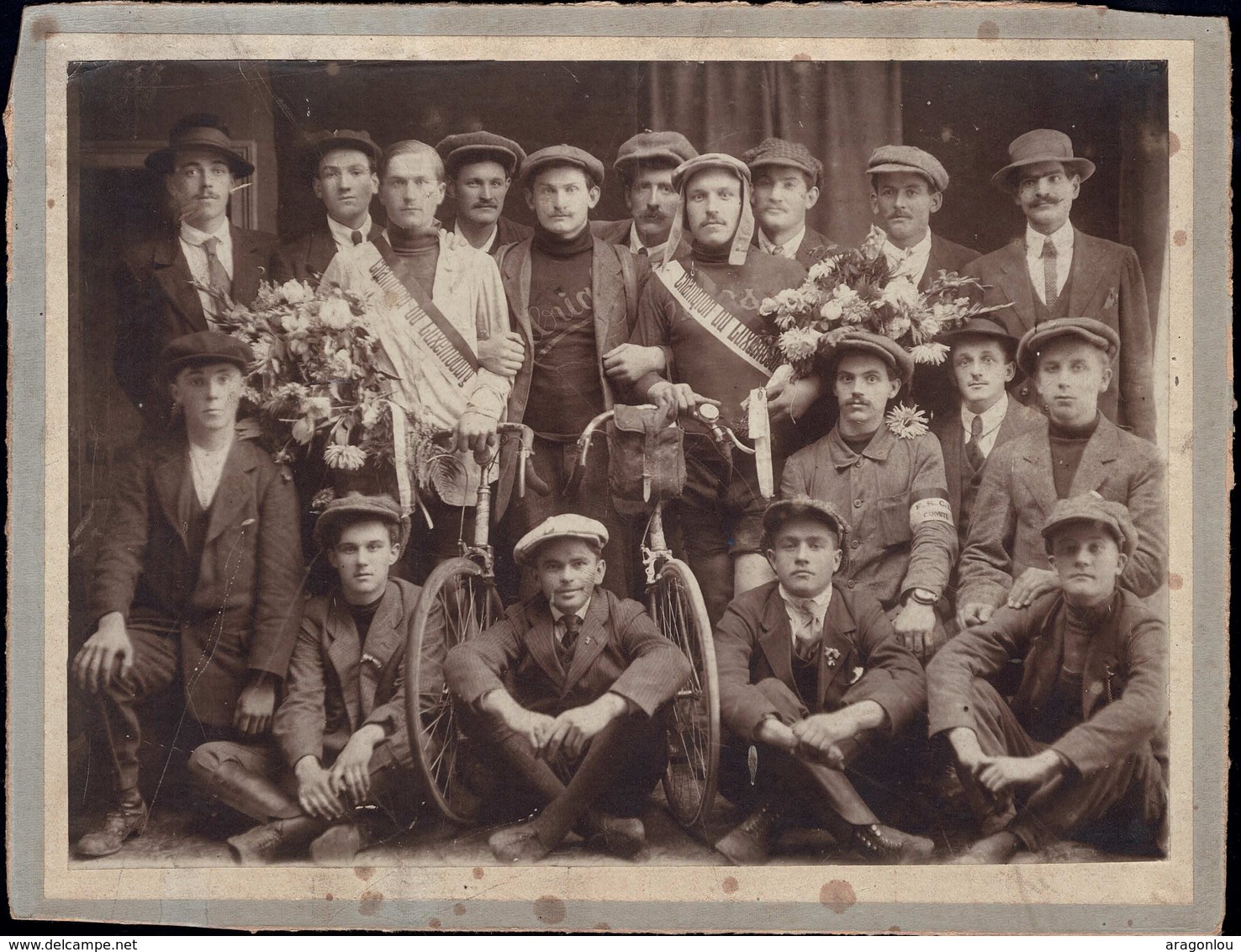 Cyclisme, Radfahren,Cycling: Champions Du Luxembourg Vers 1910, Photo Sur Carton 24x18 Cm. Document Unique - Cyclisme