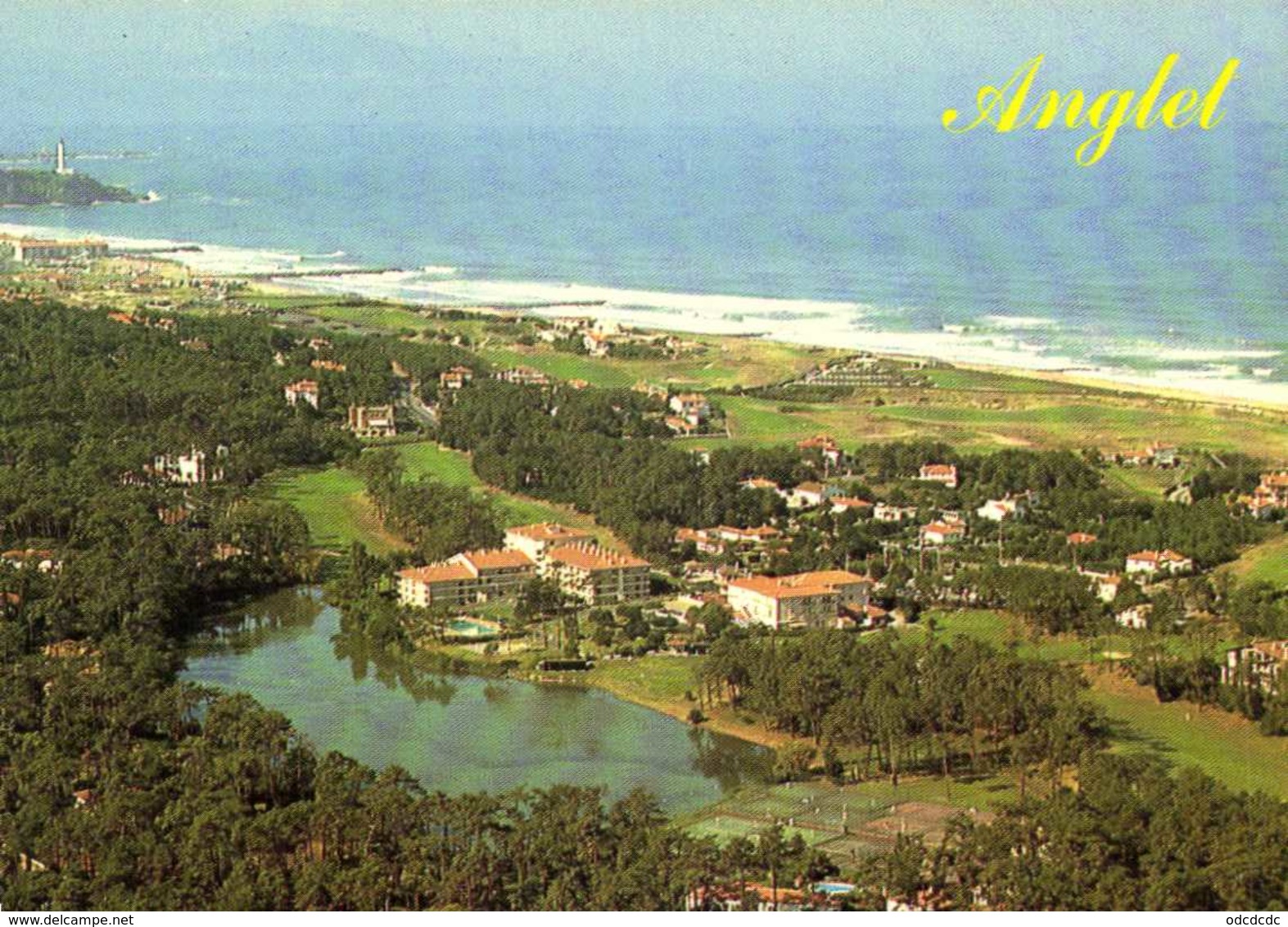 ANGLET  Le Lac De Chiberte Et Le Golf Dans Le Fond La Chambre D'Amour Vue Aérienne Colorisée RV - Anglet