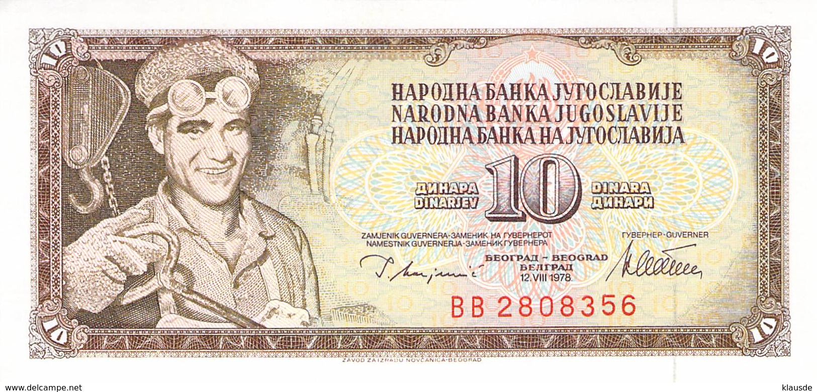 10 Dinar Jugoslawien 1978 UNC (I) - Jugoslawien
