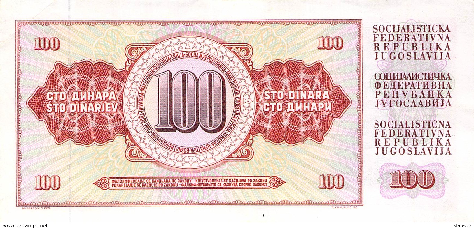 100 Dinar Jugoslawien 1981 UNC (I) - Jugoslawien