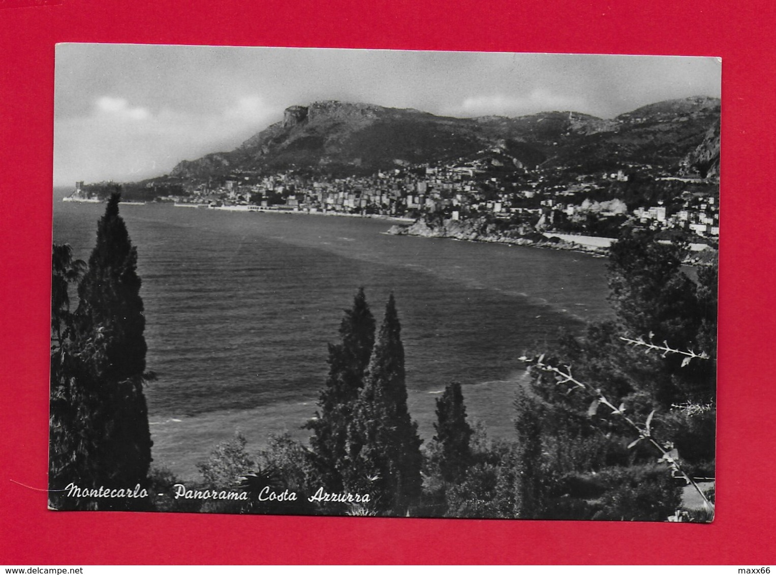 CARTOLINA VG MONACO - MONTE CARLO - Panorama Costa Azzurra - 10 X 15 - ANN. 1954 - Viste Panoramiche, Panorama