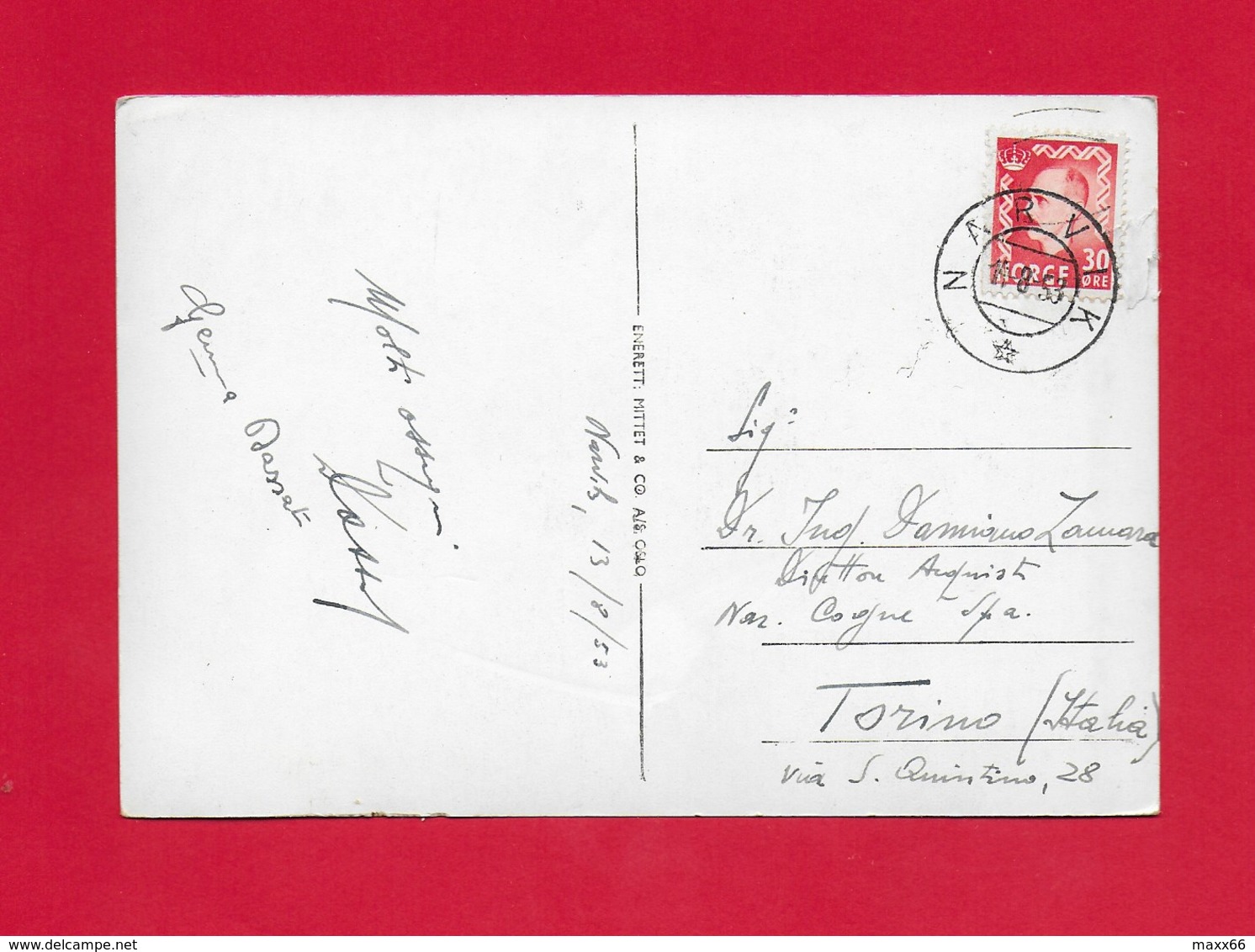 CARTOLINA VG NORVEGIA - Saltfjellet - Polarsirkelstotten - 10 X 15 - ANN. 1953 - Norvegia