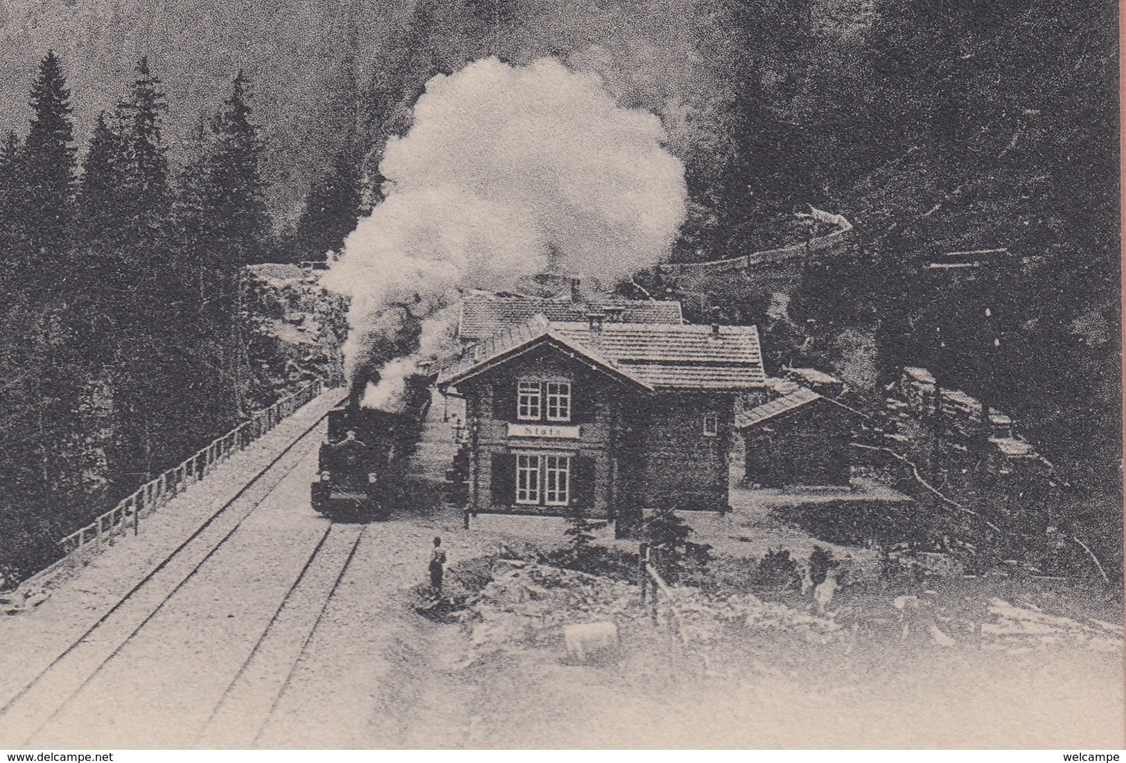 OUDE  POSTKAART ZWITSERLAND - SCHWEIZ -   1900'S - TREIN - ALBULABAHN - STULS - Autres & Non Classés