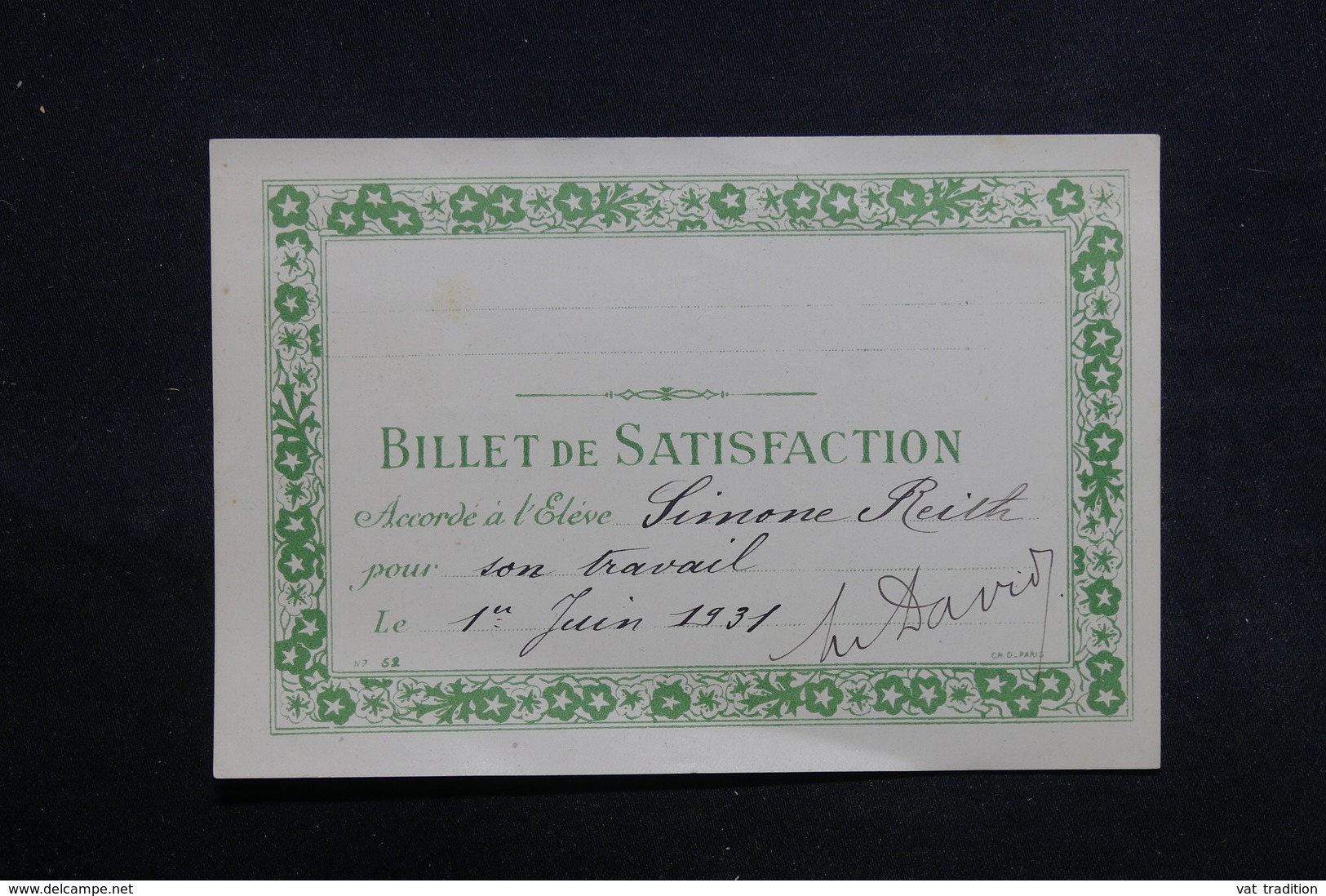 FRANCE - Lot De 6 Billets De Satisfactions Période 1930 / 31 - L 31296 - Diplômes & Bulletins Scolaires