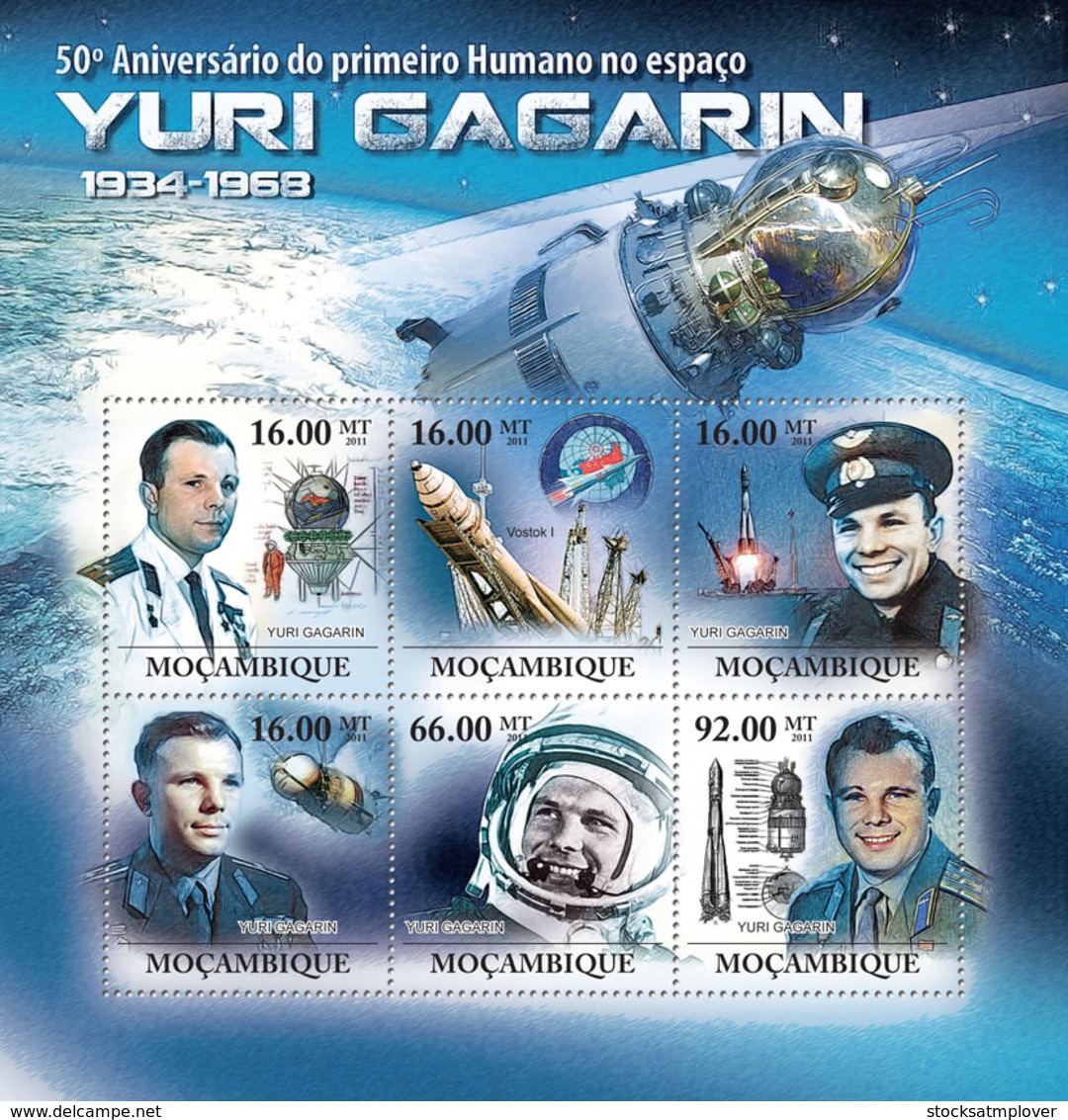 Mozambique 2011  First Human In Space,Yuri Gagarin - Mozambique