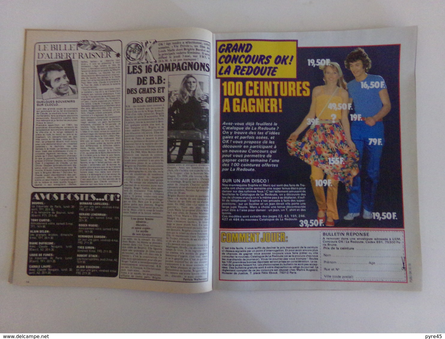 Revue " Ok age tendre " n° 172, 1979. " François Valéry, Amanda Lear, Rod Stewart ... "