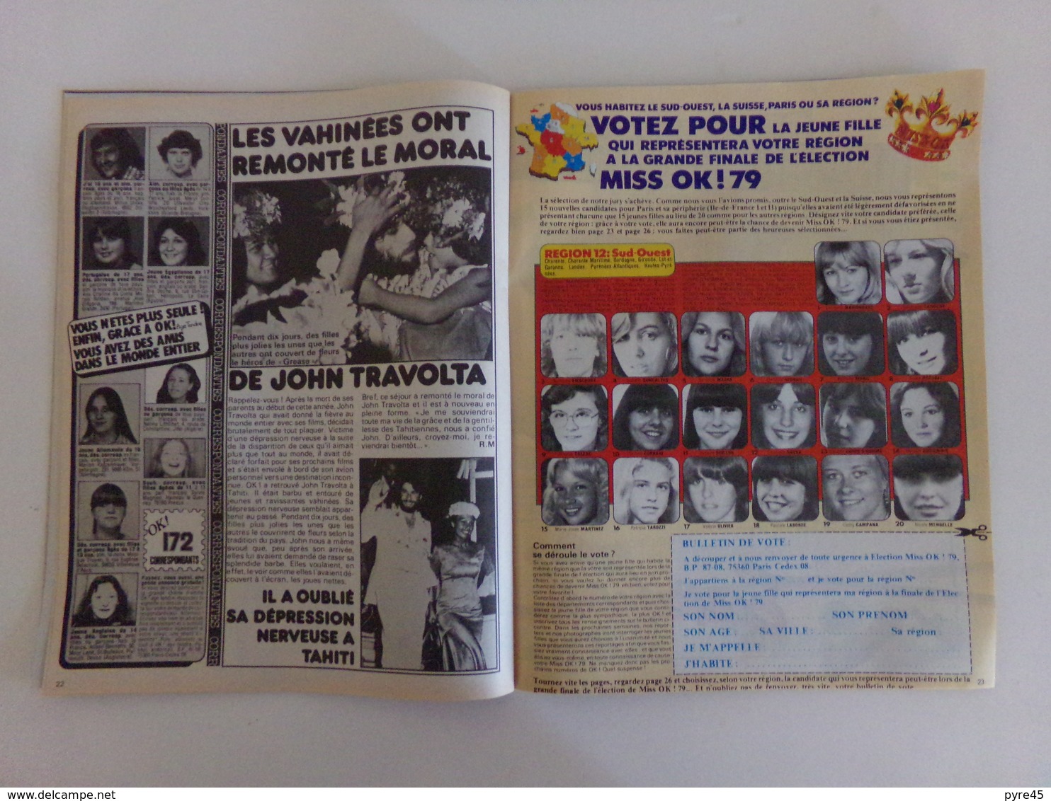 Revue " Ok age tendre " n° 172, 1979. " François Valéry, Amanda Lear, Rod Stewart ... "