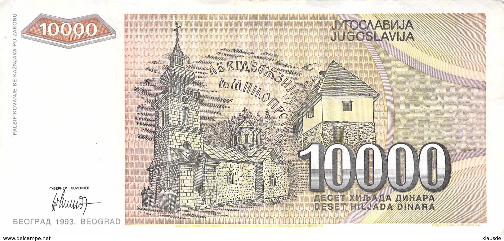 10 000 Dinar Jugoslawien 1993 UNC (I) - Jugoslawien