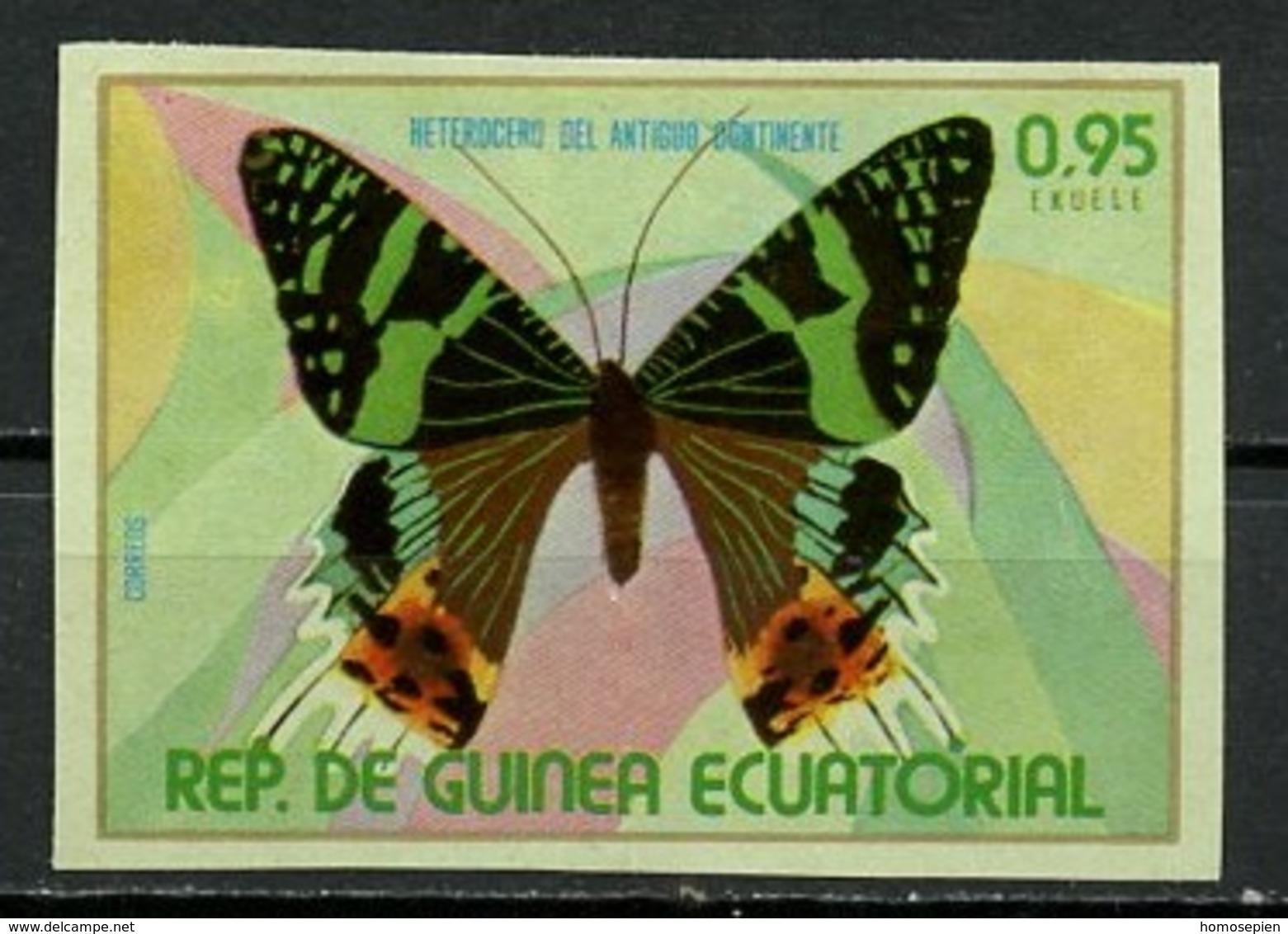 Guinée équatoriale - Guinea 1977 Y&T N°104-0,95e - Michel N°1028D Nsg - 0,95e Papillon Heterocero - Non Dentelé - Guinée Equatoriale