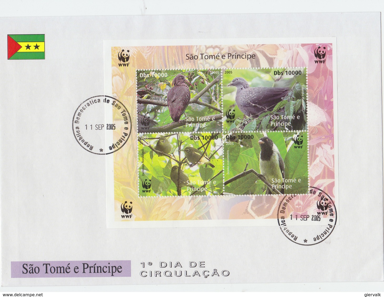 SAO TOME AND PRINCIPE 2005 WWF FDC With BIRDS Sheet Perforated. - FDC