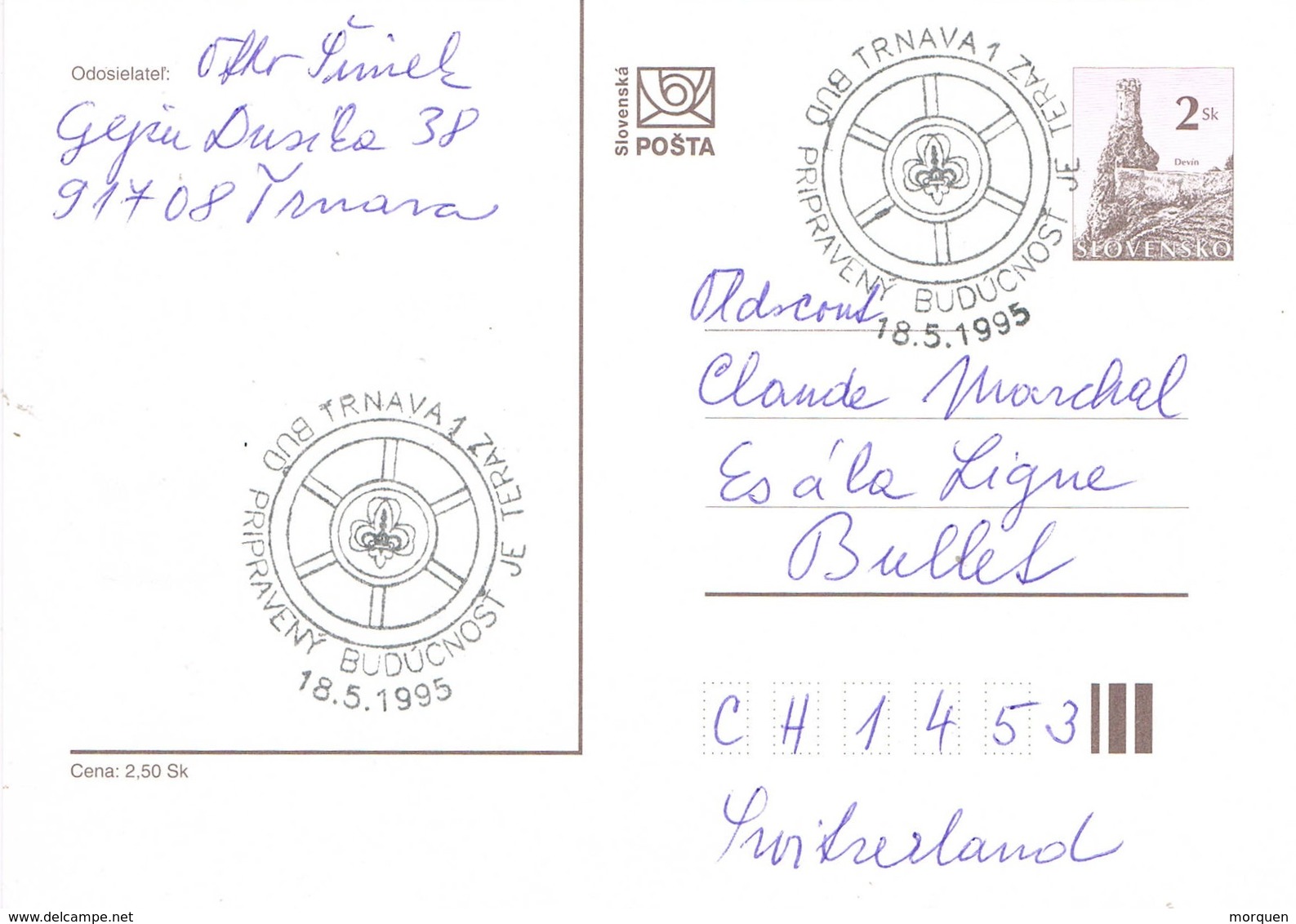 33035. Entero Postal TRNAVA (Slovaquia)  1995. Theme SCOUTS - Postkaarten