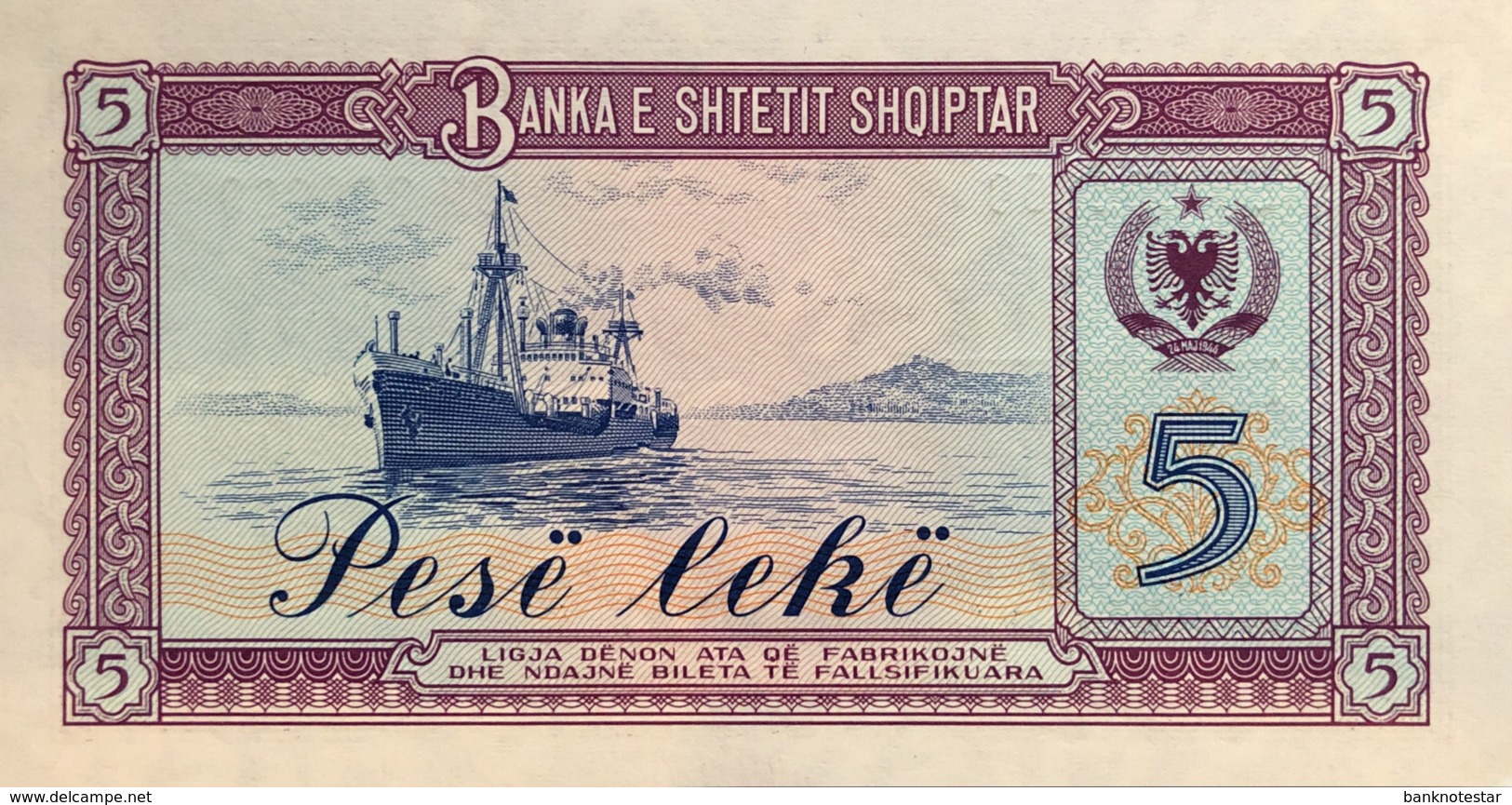 Albania 5 Leke, P-42a (1976) - UNC - Albanien