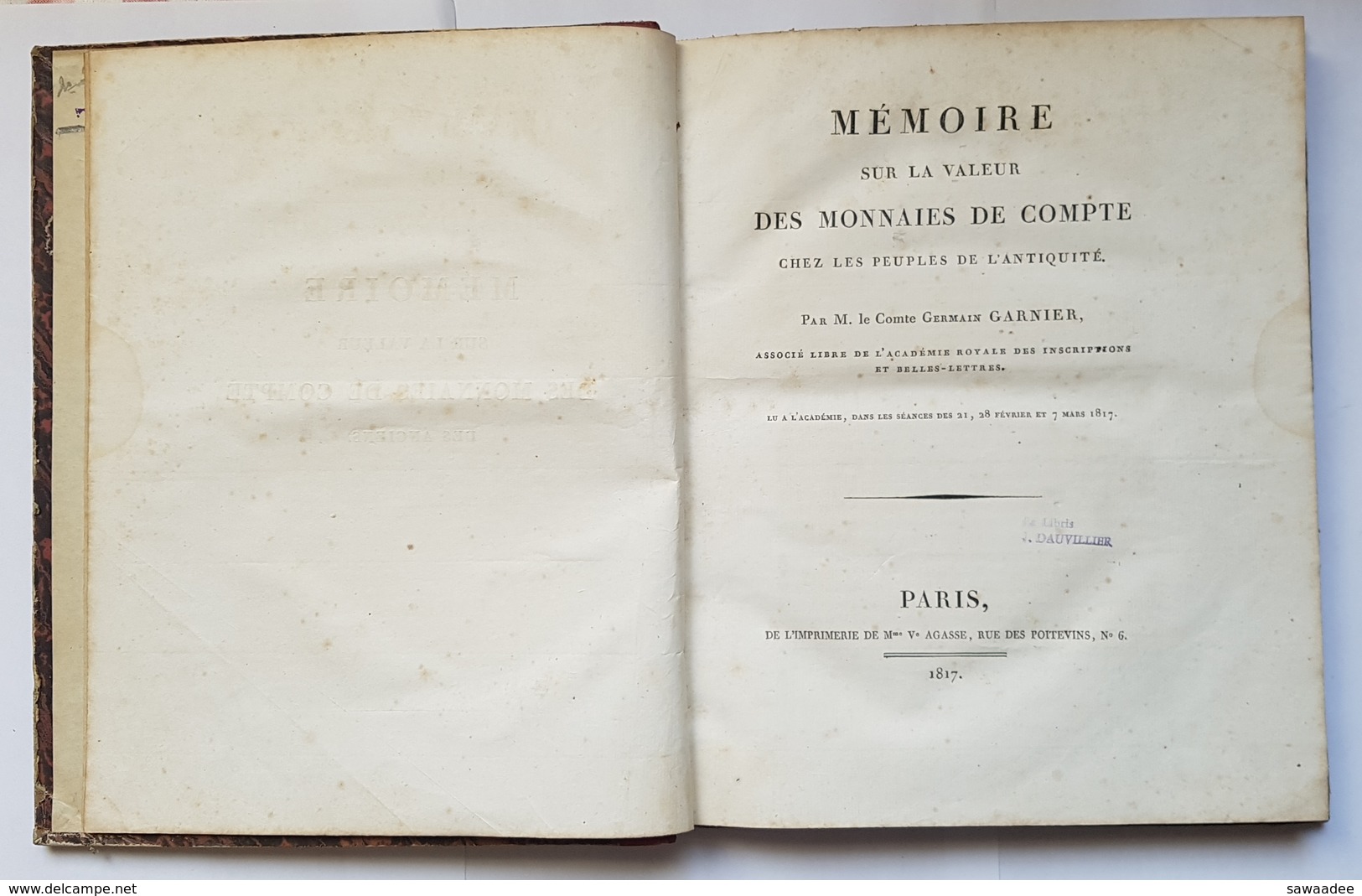 LIVRE - NUMISMATIQUE ANCIENNE - MEMOIRE SUR LA VALEUR DES MONNAIES DE COMPTE CHEZ LES PEUPLES ANCIENS - 1817 - Livres & Logiciels