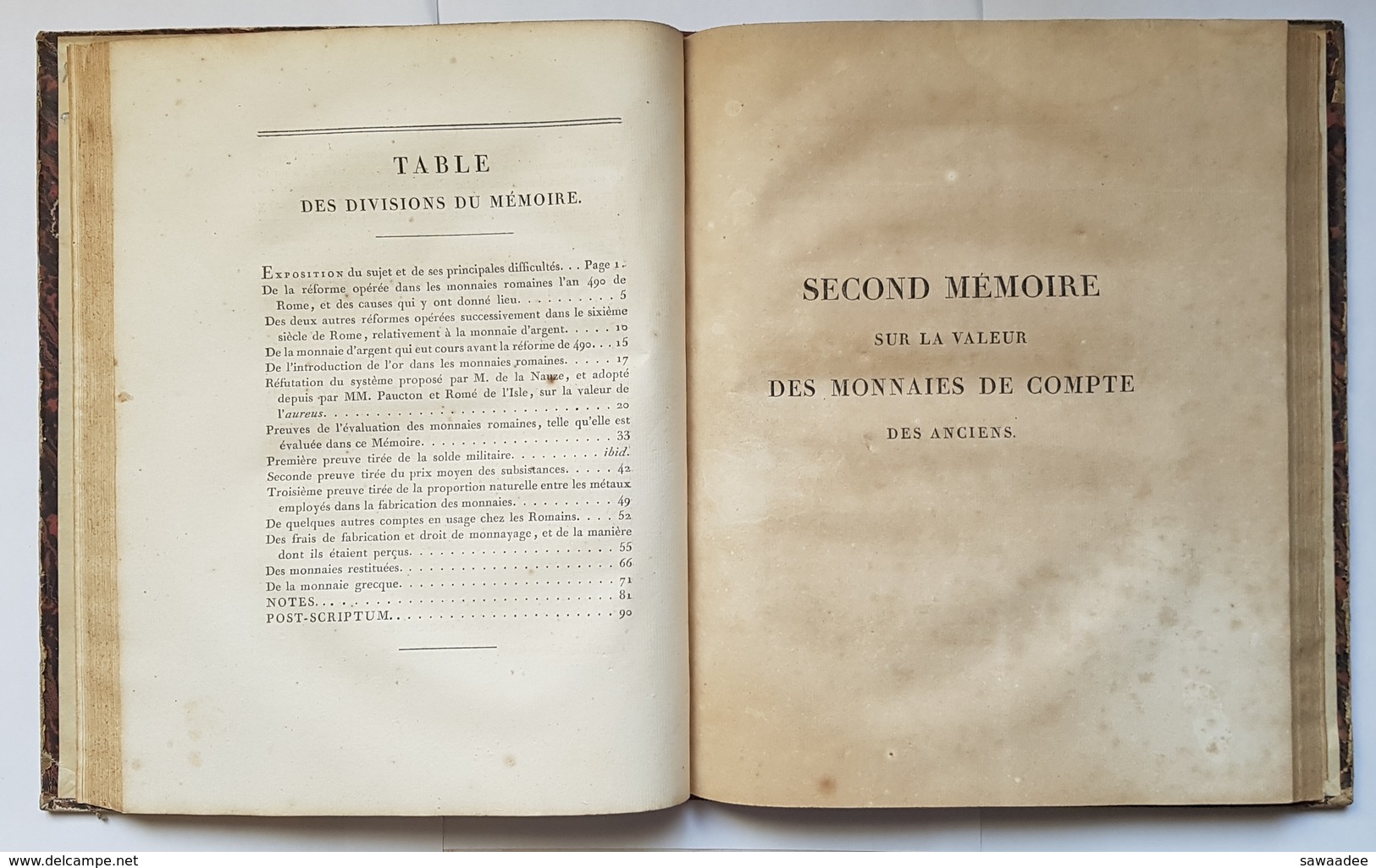 LIVRE - NUMISMATIQUE ANCIENNE - MEMOIRE SUR LA VALEUR DES MONNAIES DE COMPTE CHEZ LES PEUPLES ANCIENS - 1817 - Literatur & Software