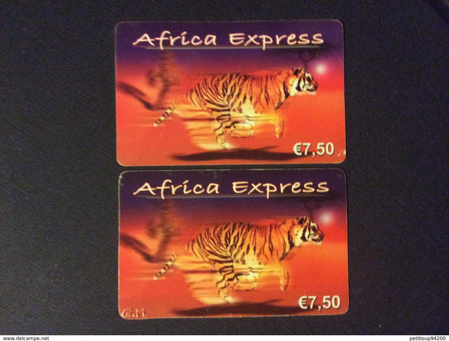 2 CARTES PRÉPAYÉES  ETHNIQUES AFRIQUE  AFRICA EXPRESS *7,50e Tigre Tiger  7533 - Other & Unclassified