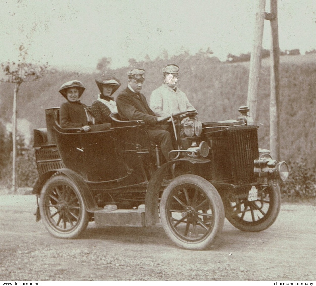 Automobilia - 1905 - Photo Originale 11 Cm X 8 Cm - Auto à Identifier - Sur La Route Malmedy - Ligeuville - 2 Scans - Automobiles