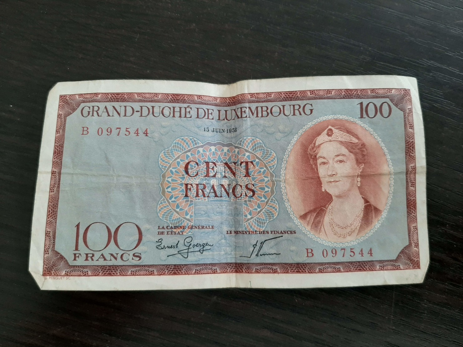 Billet 100 Francs Luxembourg 15 Juin 1956 - Luxembourg