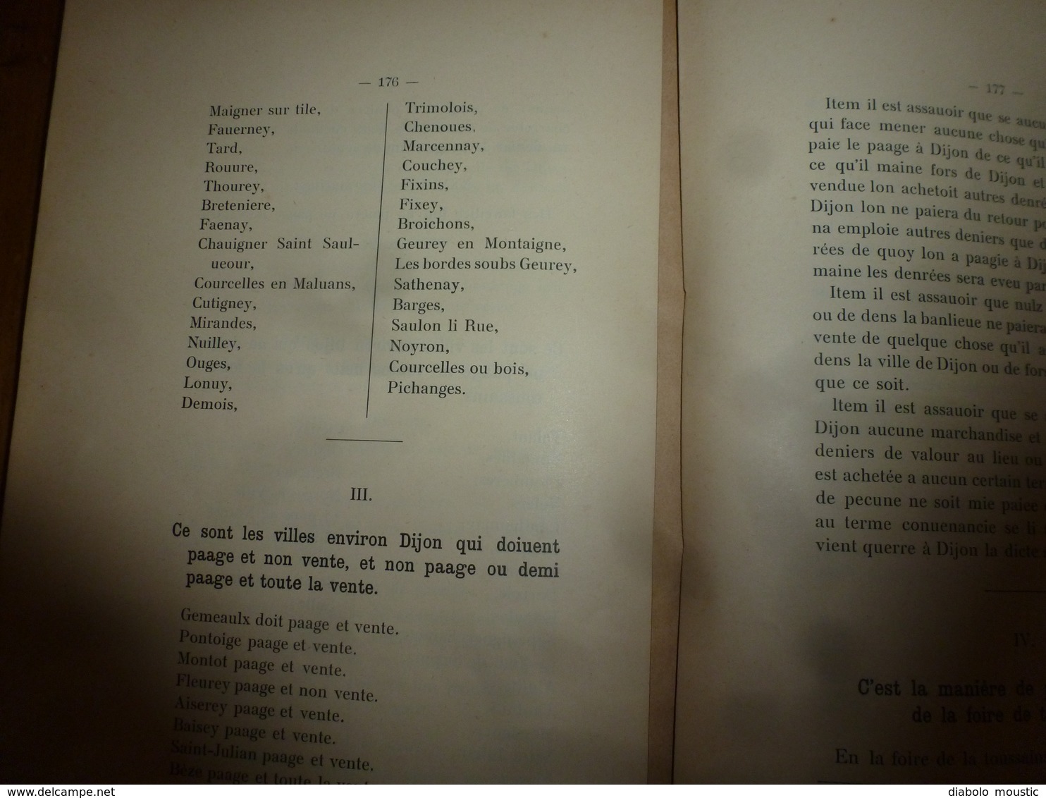 1905 Les Foires et Marchés à Dijon , évol. depuis les origines  ( dont parties écrites dans le français de l'époque);etc