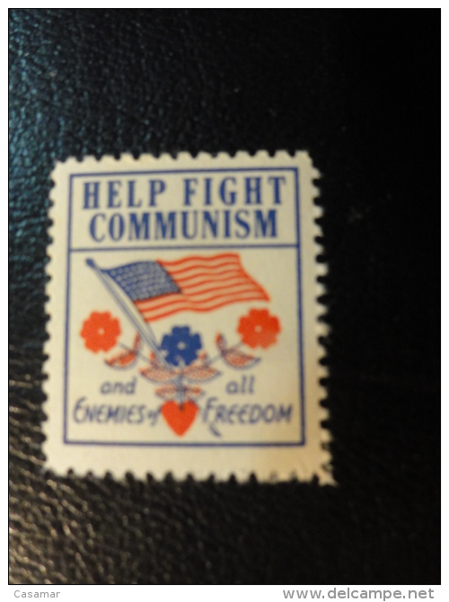 Help Fight Communism Enemies Of Freedom Political Vignette Poster Stamp Label USA - Unclassified