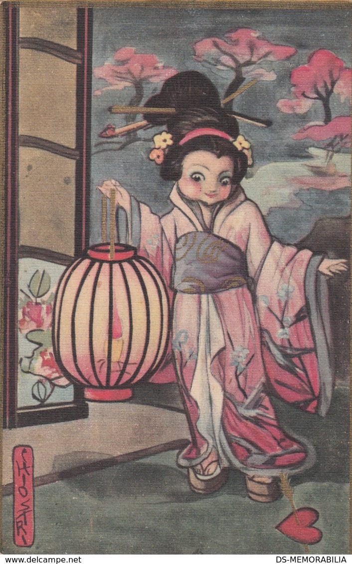 Chiostri - Geisha W Lamp Old Postcard - Chiostri, Carlo