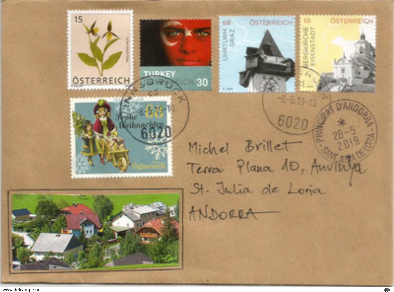 AUSTRIA-TURKEY Joint Issue, On Cover Sent To Andorra, With Arrival Postmark. - Emissions Communes