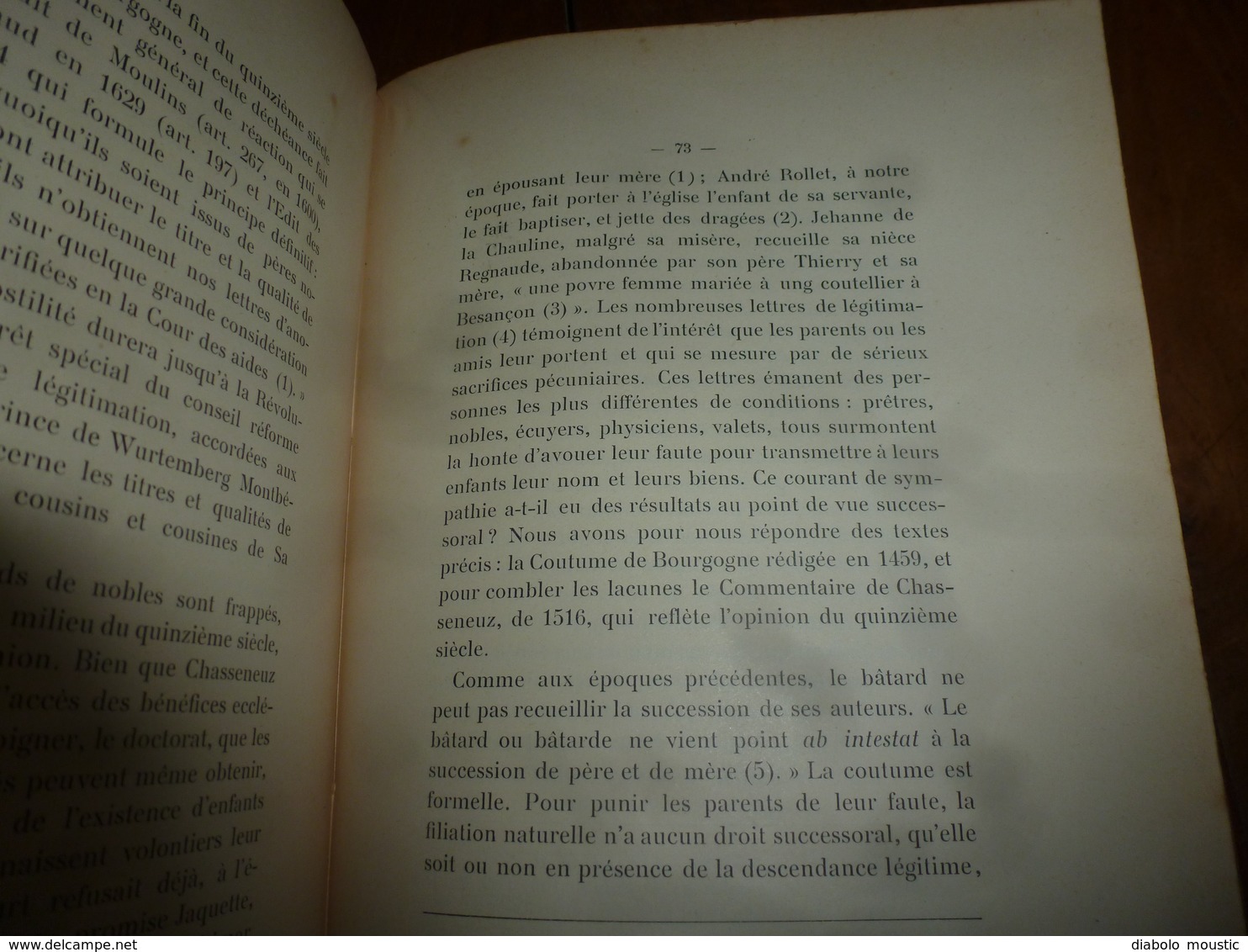 1905 La succession des Bâtards dans l'ancienne Bourgogne; (Définition du Bâtard noble,Les coutumes , Les formalités) etc