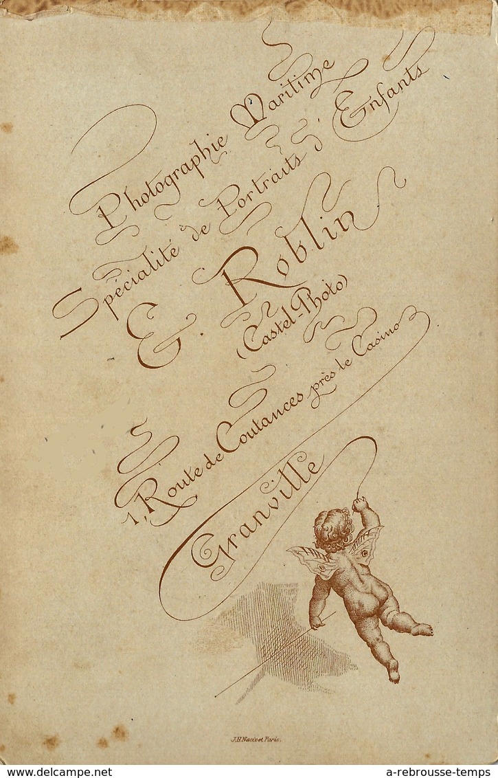 Grand CDV-(CAB) -pêcheuse De Crevettes à Granville (Manche) Décor Mer-photo Roblin Près Du Casino - Old (before 1900)