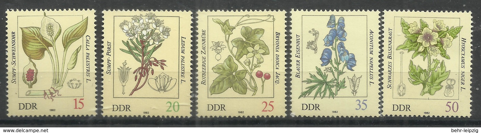 DDR 2691-96 "Giftpflanzen, Satz Kpl.." Postfrisch.Mi 3,00 - Toxic Plants
