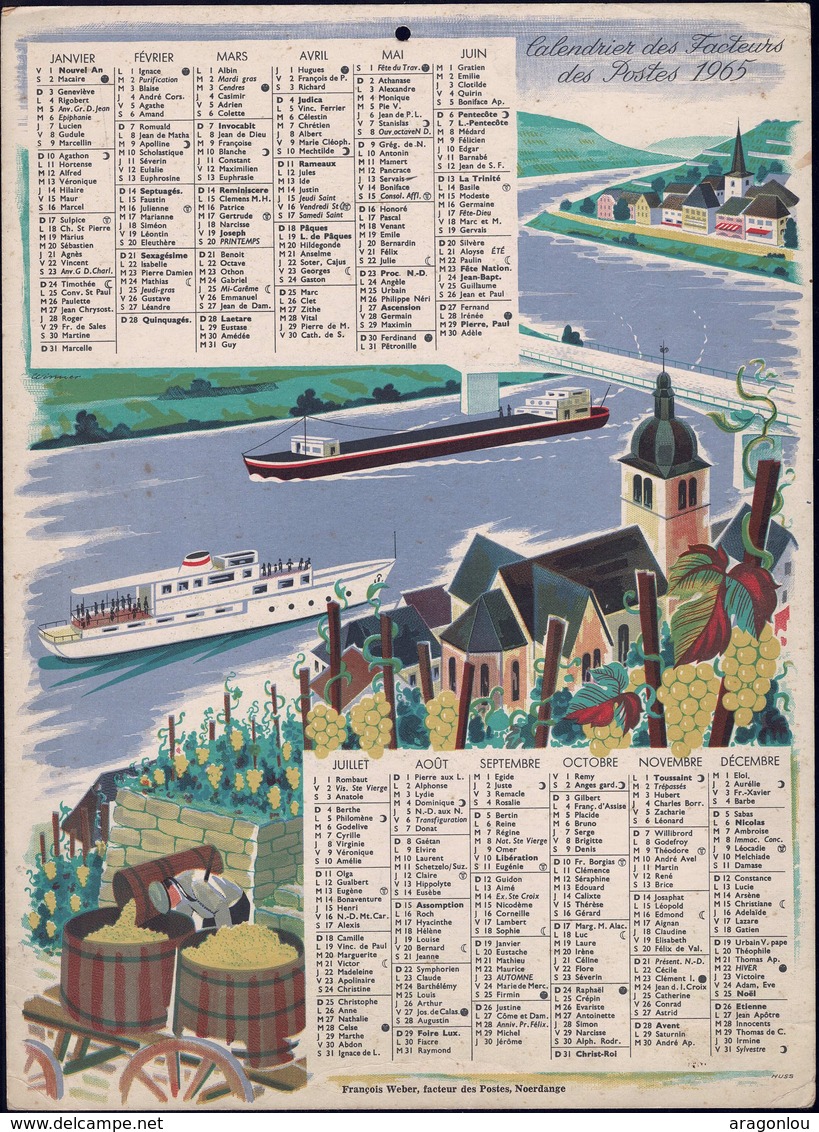 Luxembourg 1965, Calendrier Des Factuers Des Postes, Grand Format, 2 Scans - Big : 1961-70