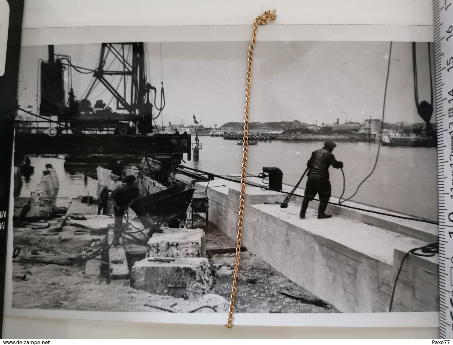 Photo Original 1950, Ostende Constr. Murs Quais Gare Maritime - Saint-Ghislain