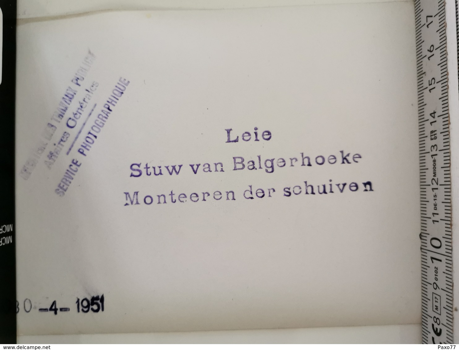 Photo Original 1951, Leie Stuw Van Balgerhoeke, Monteeren Der Schuiven - Eeklo