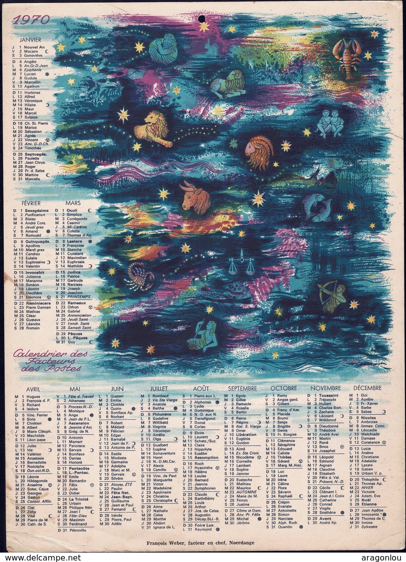 Luxembourg 1970, Calendrier Des Facteurs Des Postes, Grand Format, 2 Scans - Grand Format : 1961-70