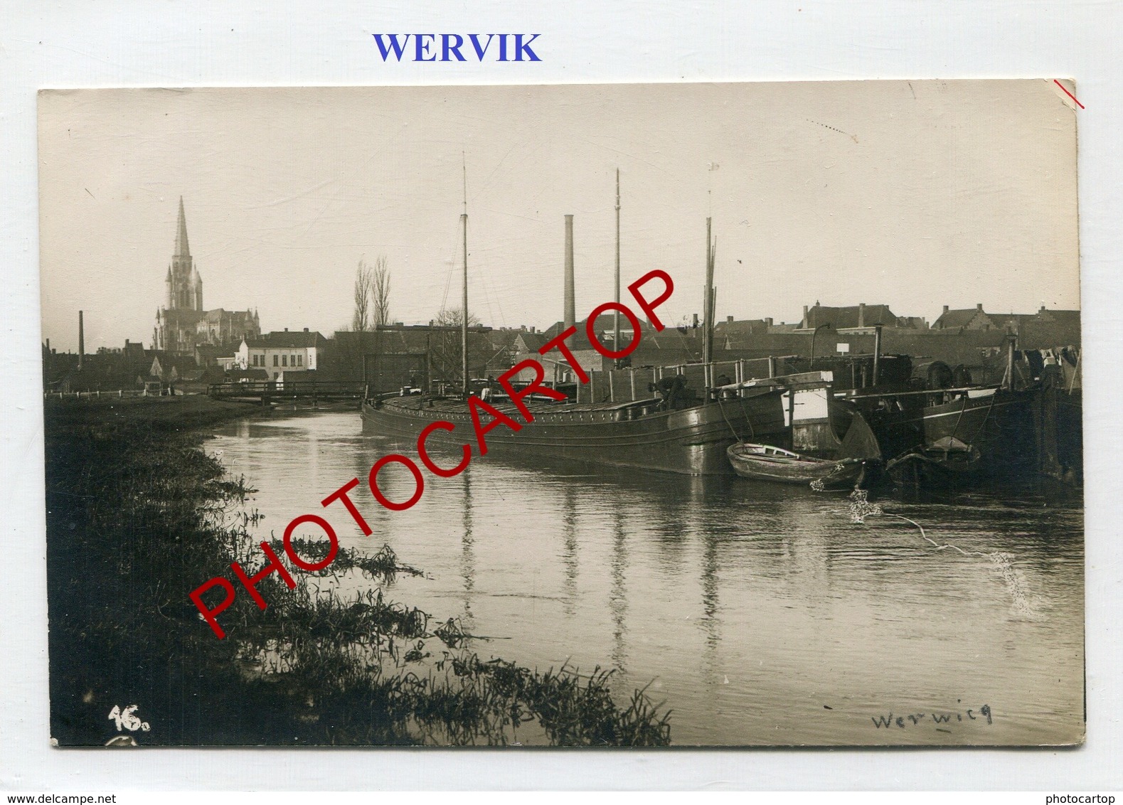 WERVIK-Wervicq-Canal-Peniches-PHOTO Allemande Comme CP-Guerre 14-18-1WK-BELGIQUE-BELGIEN-Flandern - Wervik