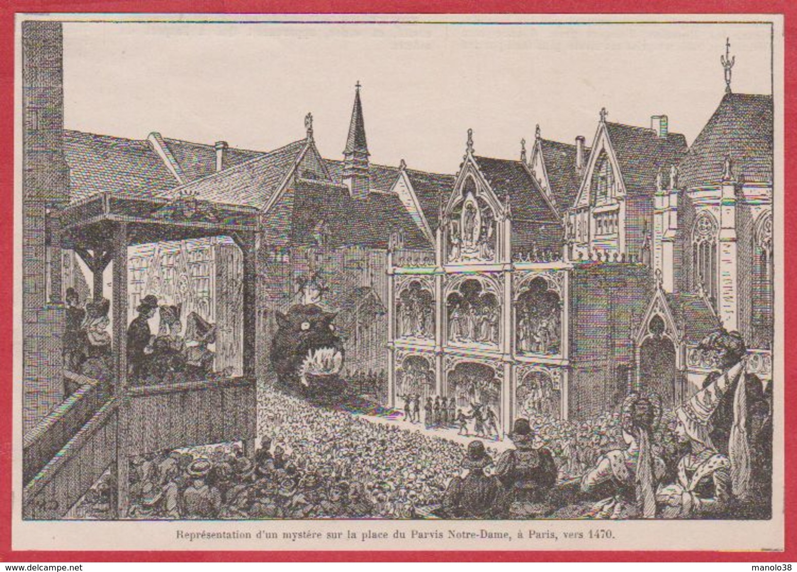 Représentation D'un Mystère Sur Le Parvis De Notre Dame De Paris, Vers 1470. Illustation Dessertenne. Larousse 1920 - Non Classés