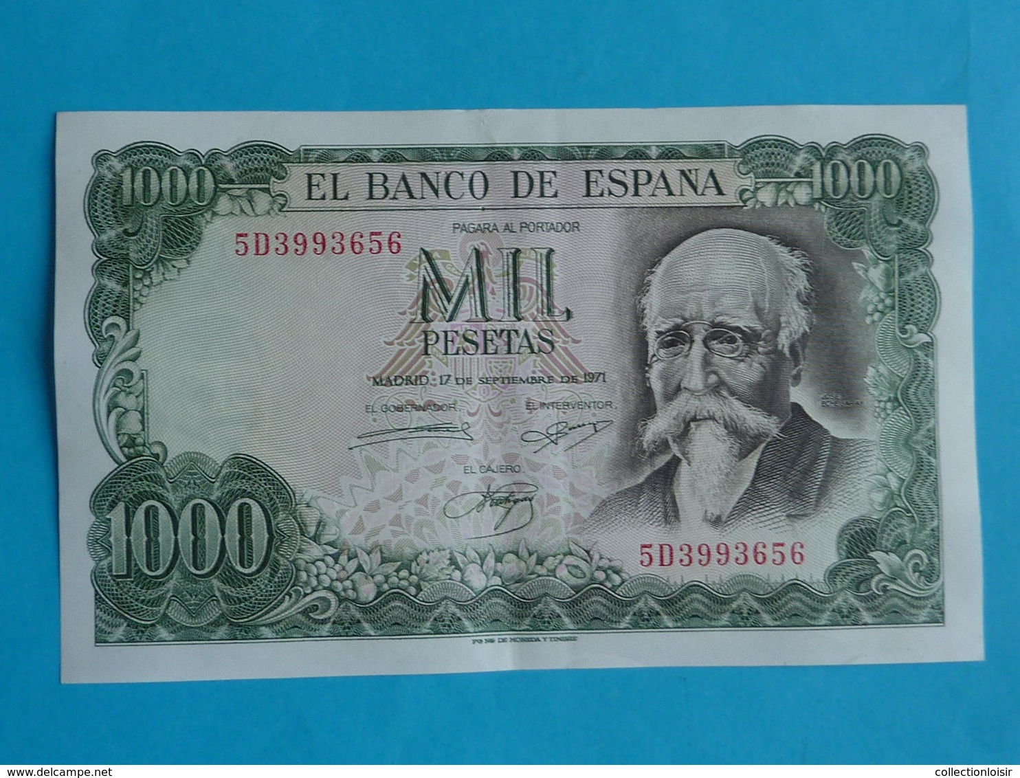 1.000  PESETAS 17 SEPTEMBRE 1971 -  5 D 3993656 - 1000 Peseten