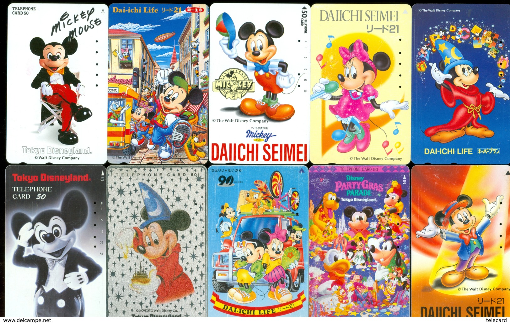 10 Télécartes Différentes DISNEY JAPAN (LOT 8)  10 DIFFERENT PHONECARDS DISNEY  * 10 VERSCHIEDENE TELEFONKARTEN DISNEY - Disney