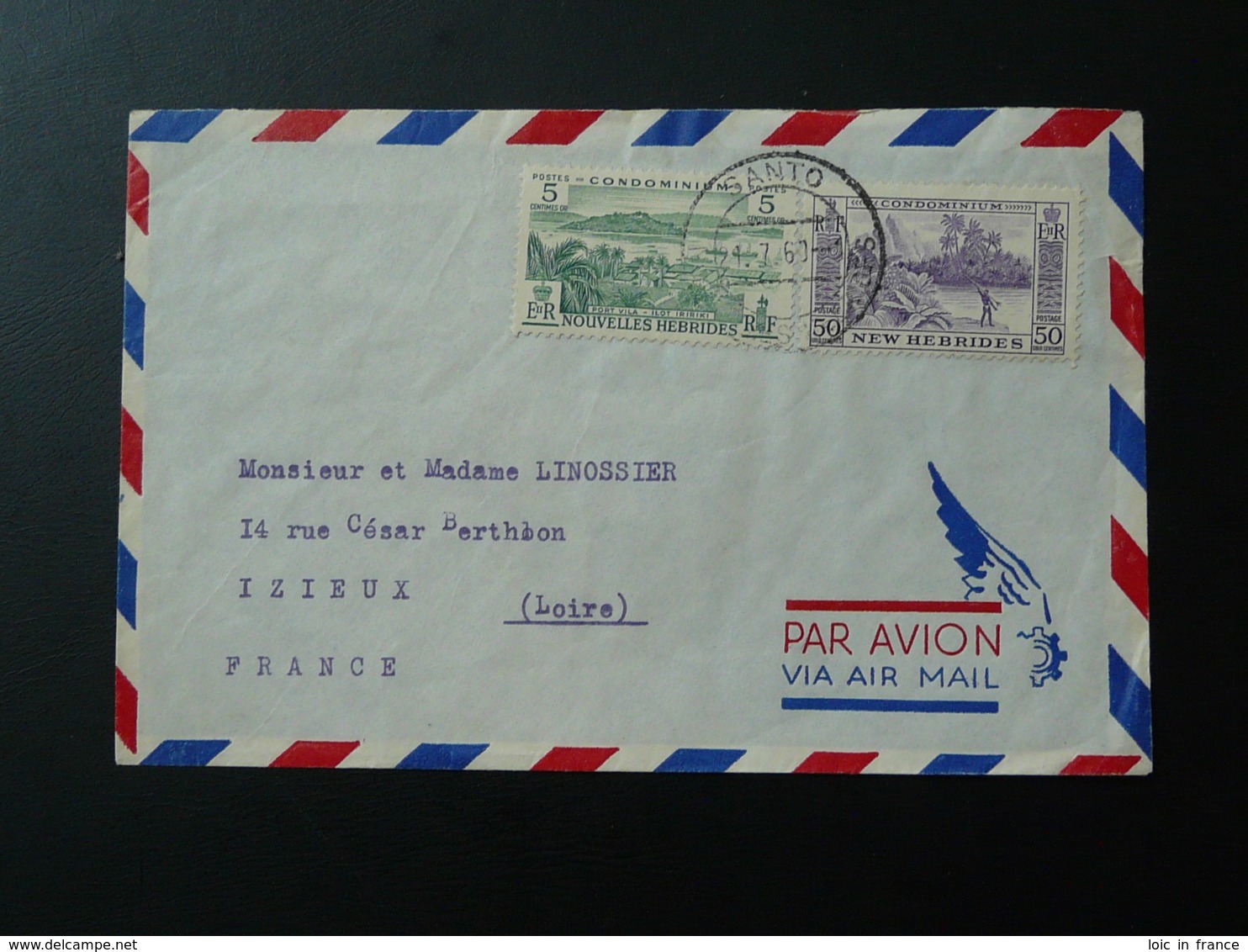 Lettre Par Avion Air Mail Cover Obl. Santo New Hebrides 1961 - Lettres & Documents