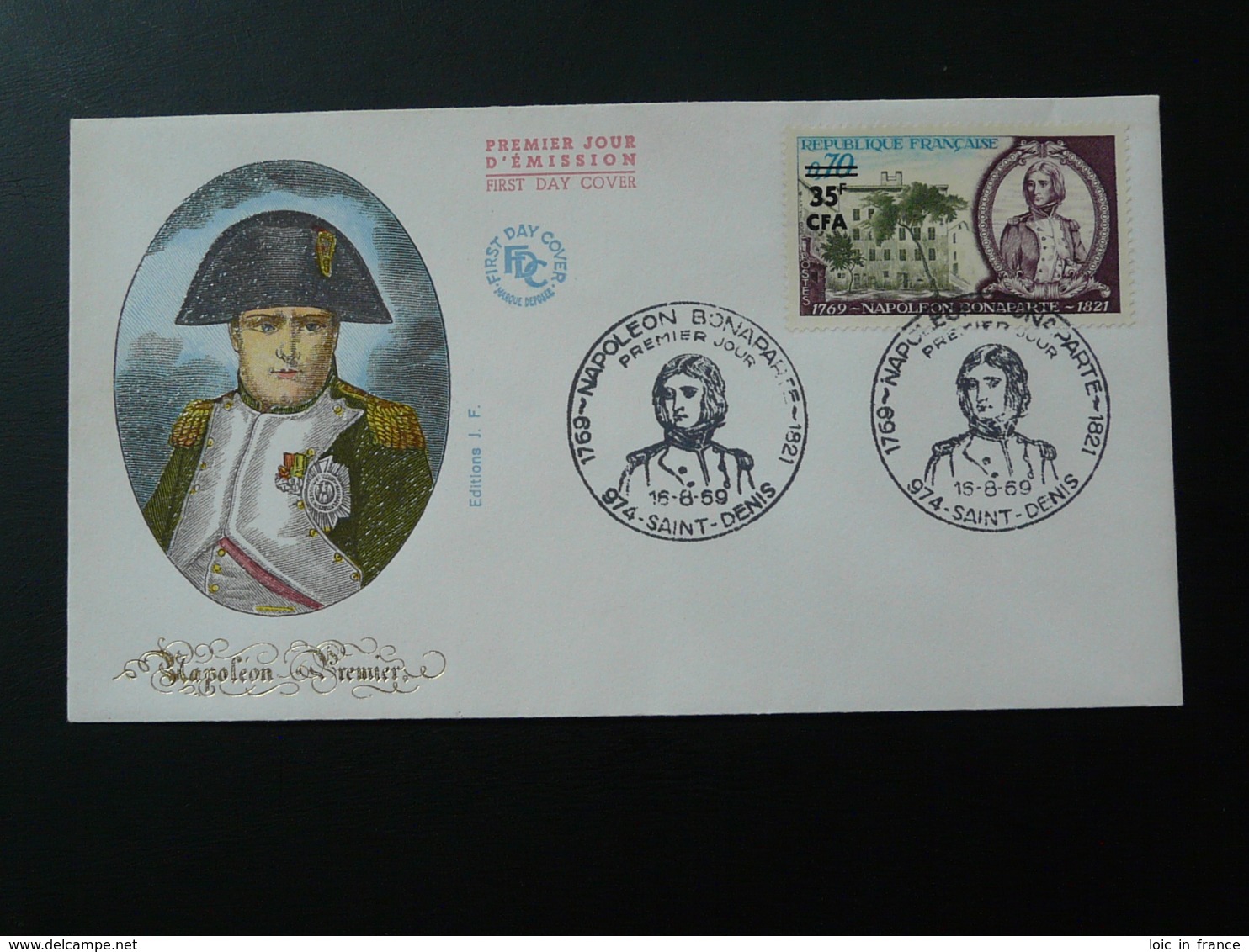 FDC Napoleon Bonaparte Red Cross Réunion Surchargé CFA 1969 - Napoléon