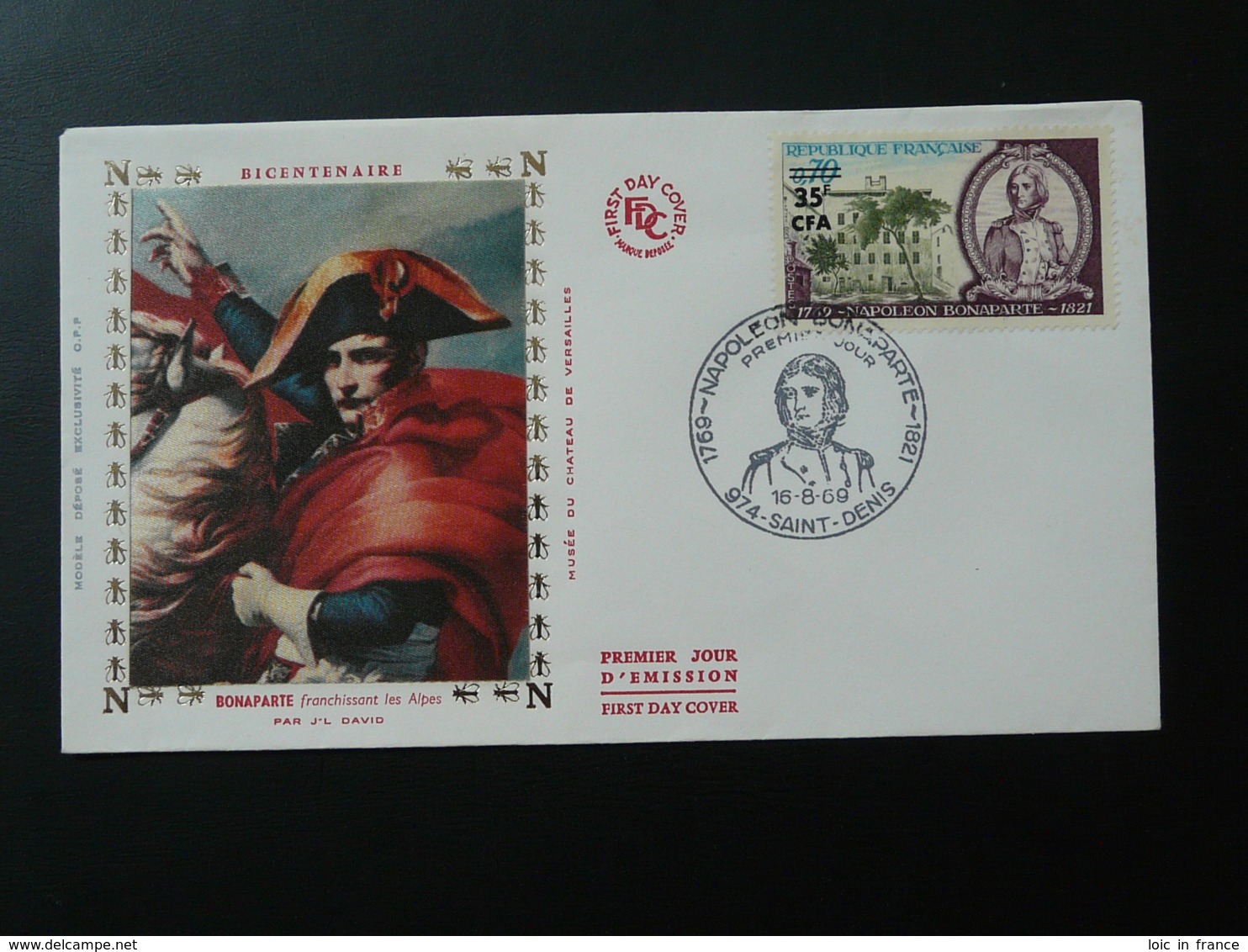 FDC Napoleon Bonaparte Red Cross Réunion Surchargé CFA 1969 - Napoléon