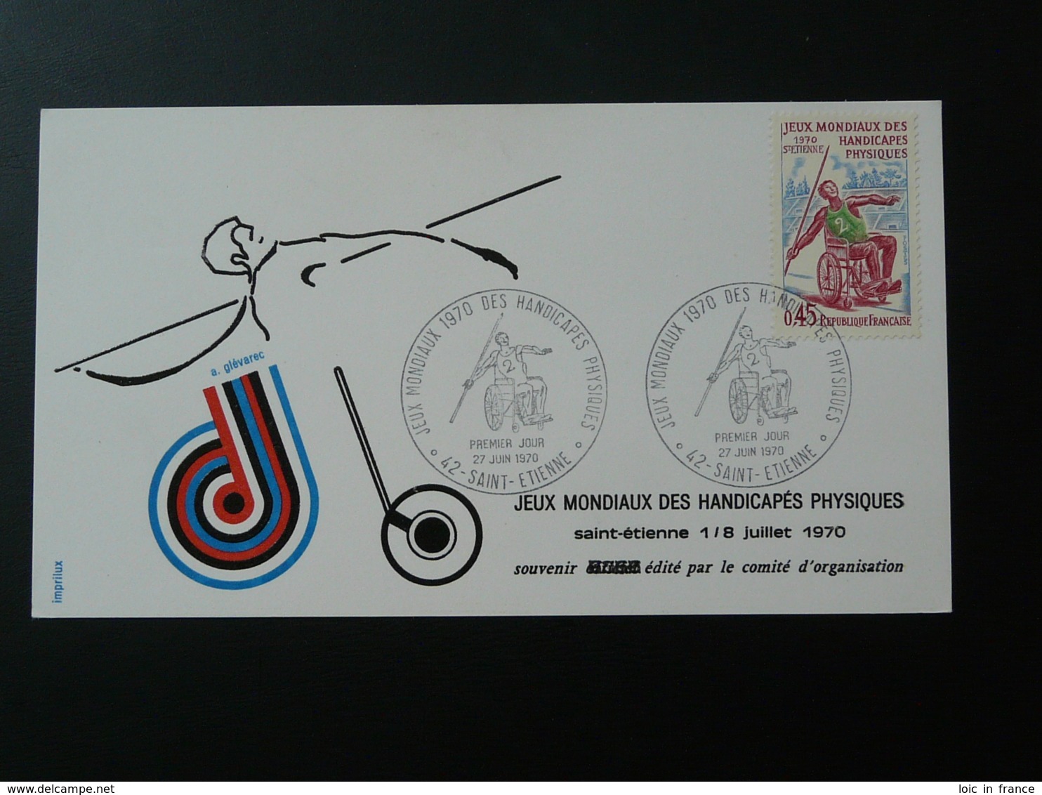 FDC Jeux Mondiaux Handicappés Physiques Handisport Olympic Games Saint Etienne 1970 - Handisport