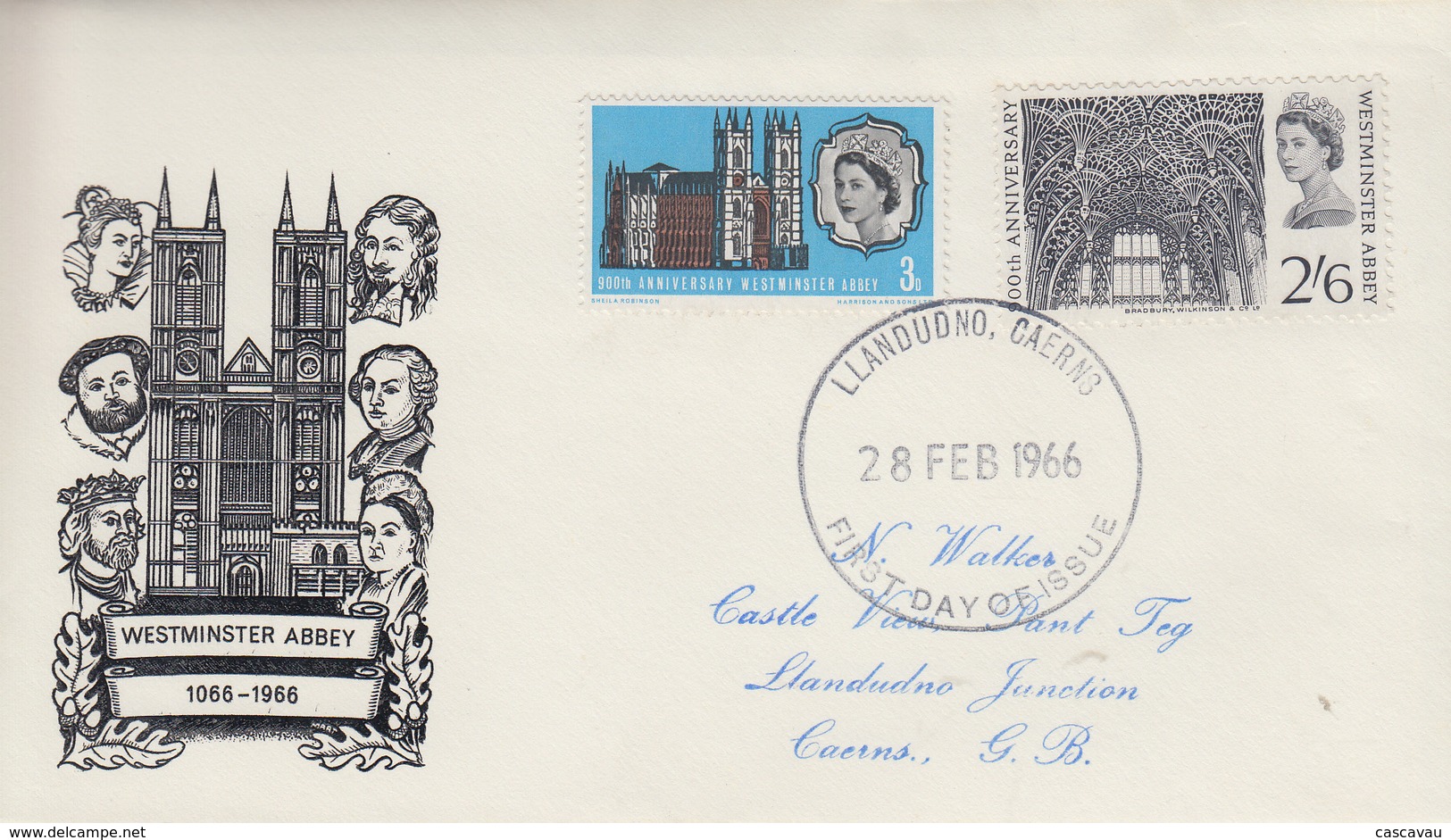 Enveloppe  FDC   1er  Jour   GRANDE  BRETAGNE    Abbaye  De   WESTMINSTER    1966 - Abbayes & Monastères