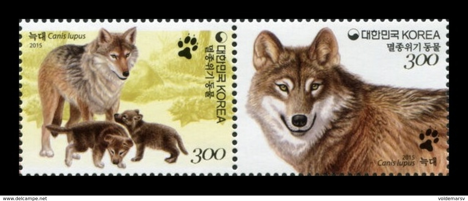 South Korea 2015 Mih. 3063/64 Fauna. Endangered Wildlife. Wolf MNH ** - Korea (Süd-)