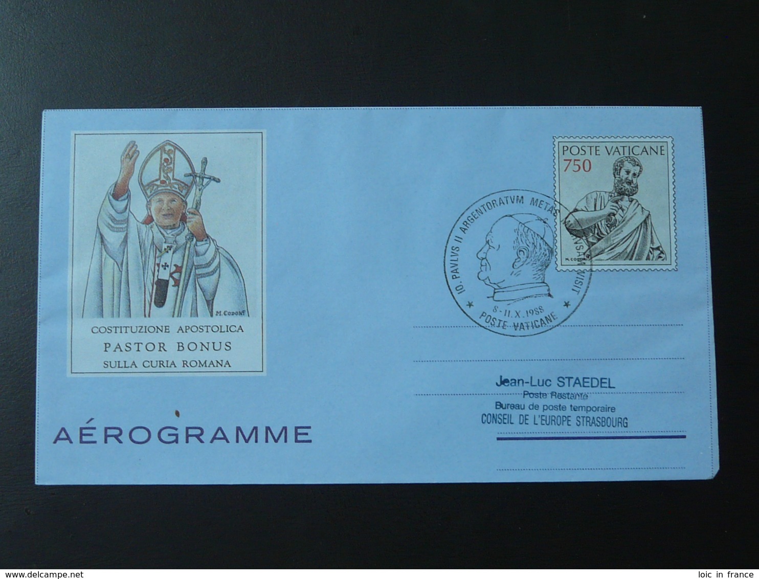 Entier Postal Stationery Aerogramme Jean Paul II Vatican 1988 - Papes