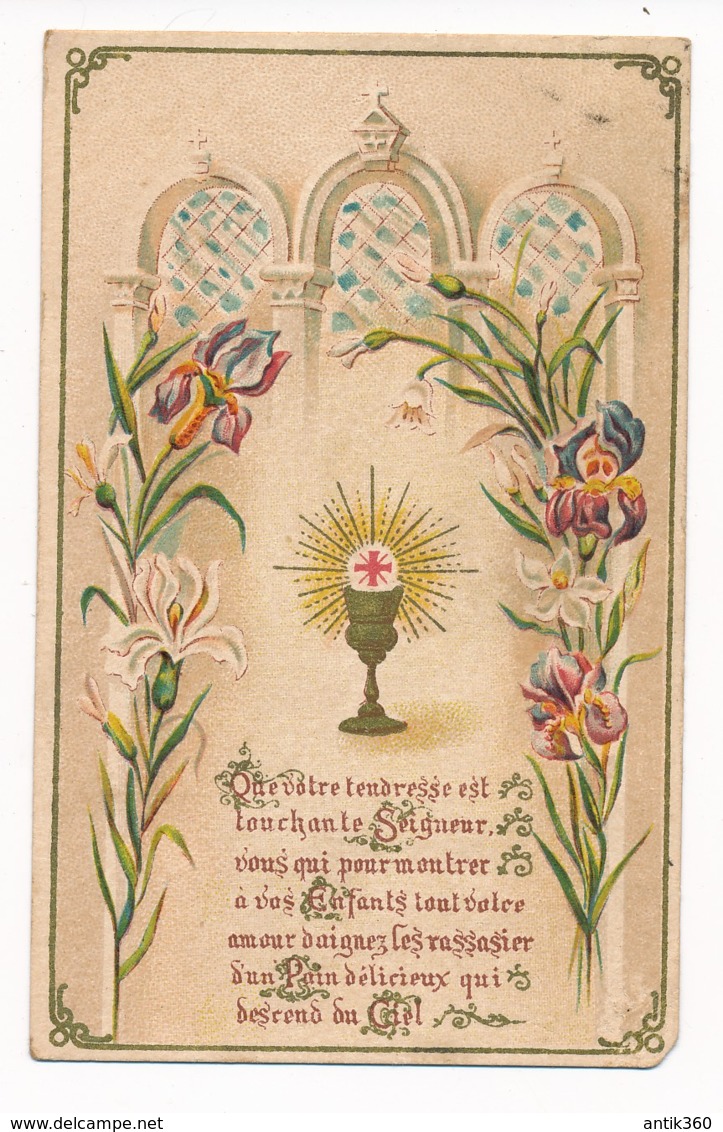 Image Pieuse Calice Communion Eucharistie Que Votre Tendresse Chromo Dorures Holy Card Santino - Devotion Images