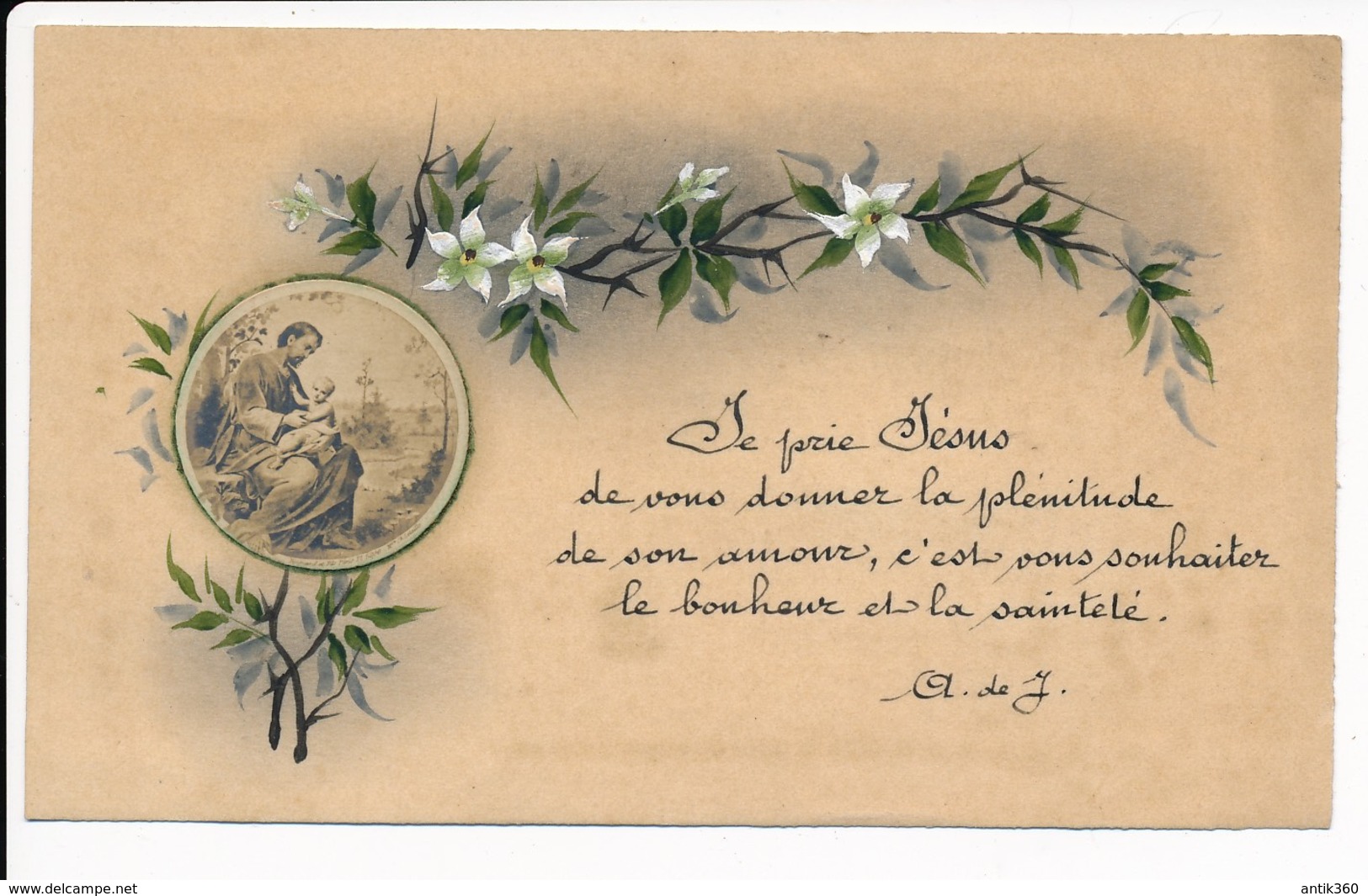 Image Pieuse Je Prie Jésus Photo Fait Main Holy Card Santino - Devotion Images