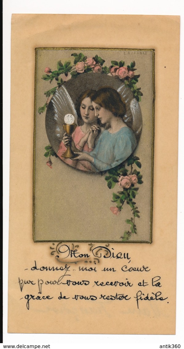 Image Pieuse Mon Dieu Donnez Moi... Souvenir Communion Brissac 1937 Chromo Dorures Anges Calice Holy Card Santino - Devotion Images